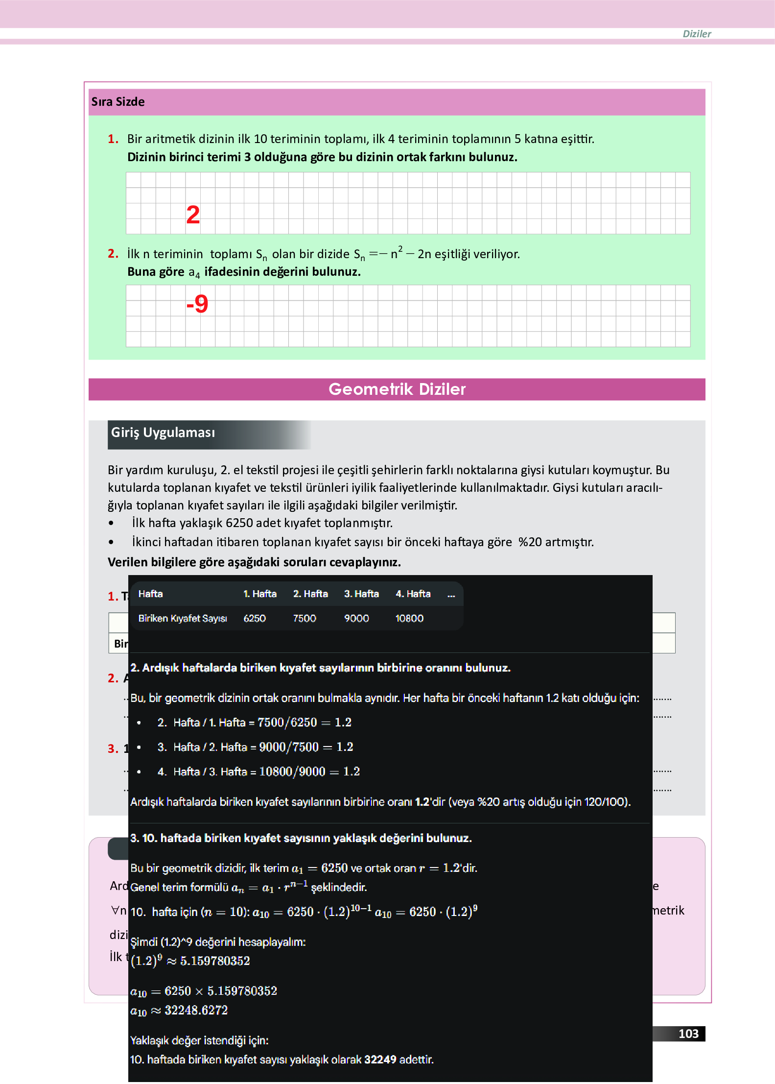 12. Sınıf Meb Yayınları Fen Lisesi Matematik Ders Kitabı Sayfa 103 Cevapları 12. Sınıf Meb Yayınları Fen Lisesi Matematik Ders Kitabı Sayfa 103 Cevapları