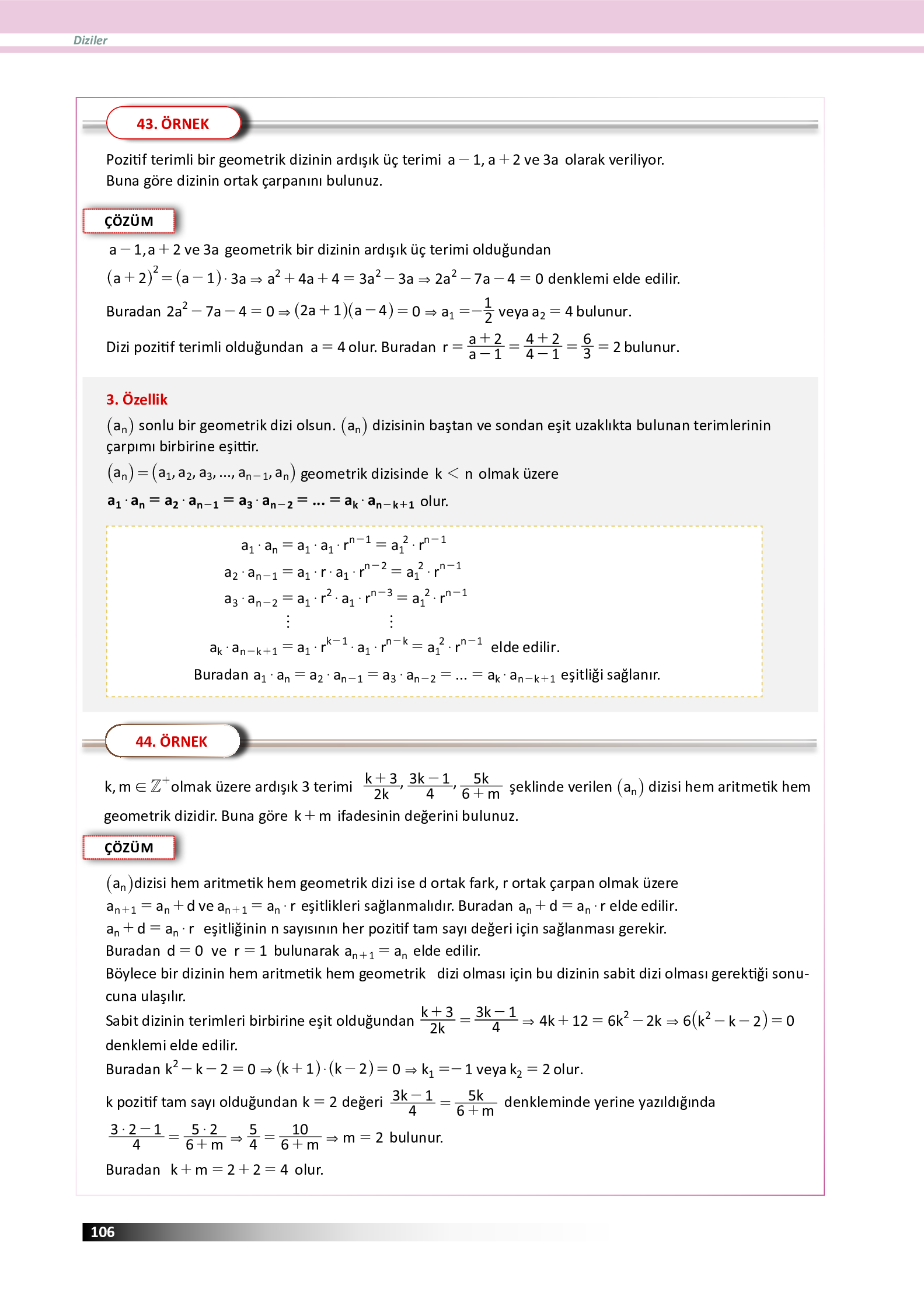 12. Sınıf Meb Yayınları Fen Lisesi Matematik Ders Kitabı Sayfa 106 Cevapları