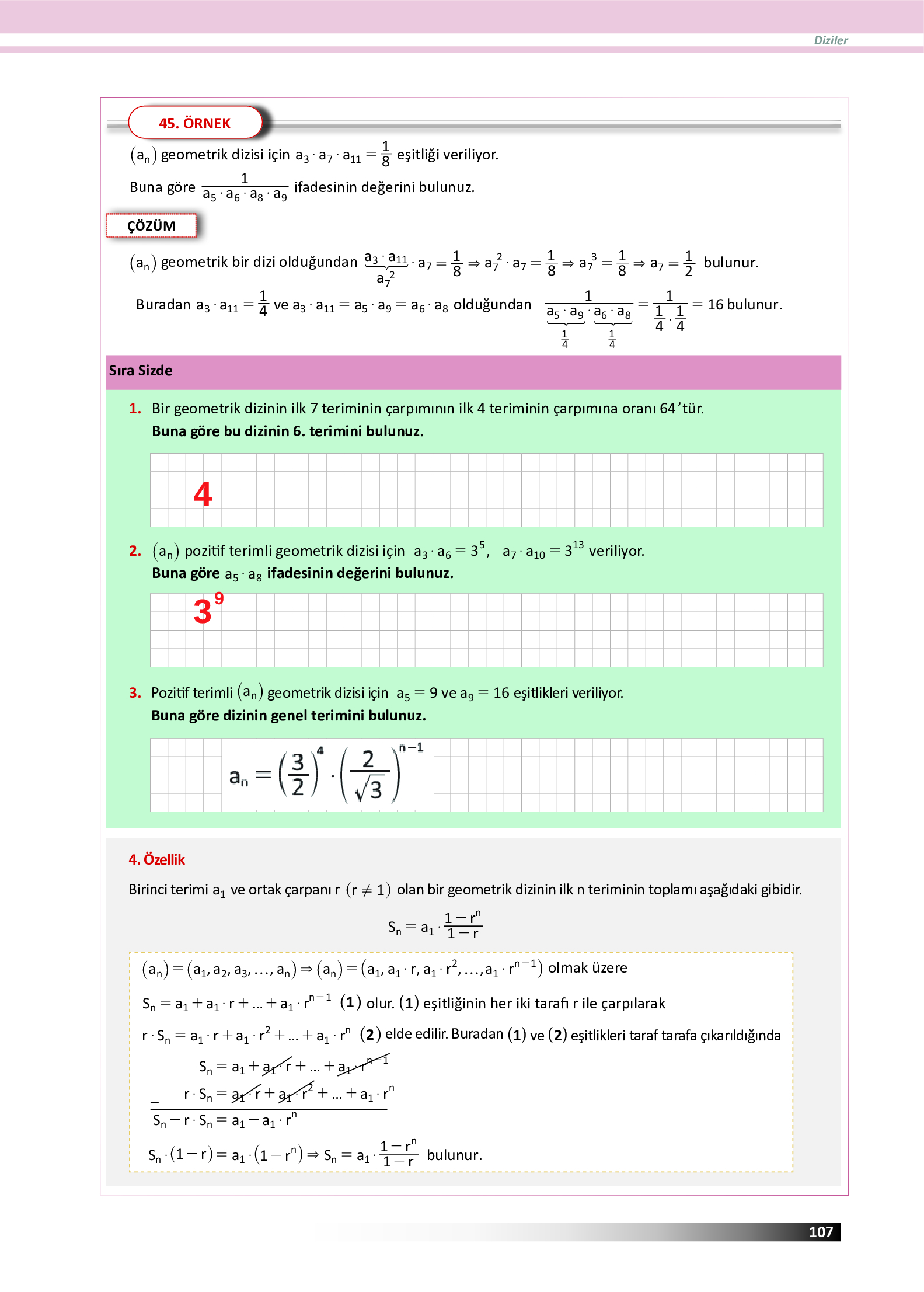 12. Sınıf Meb Yayınları Fen Lisesi Matematik Ders Kitabı Sayfa 107 Cevapları