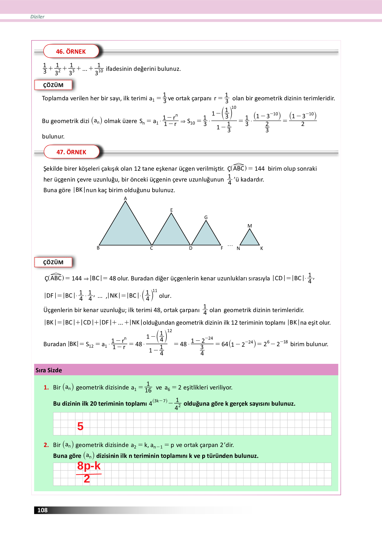 12. Sınıf Meb Yayınları Fen Lisesi Matematik Ders Kitabı Sayfa 108 Cevapları