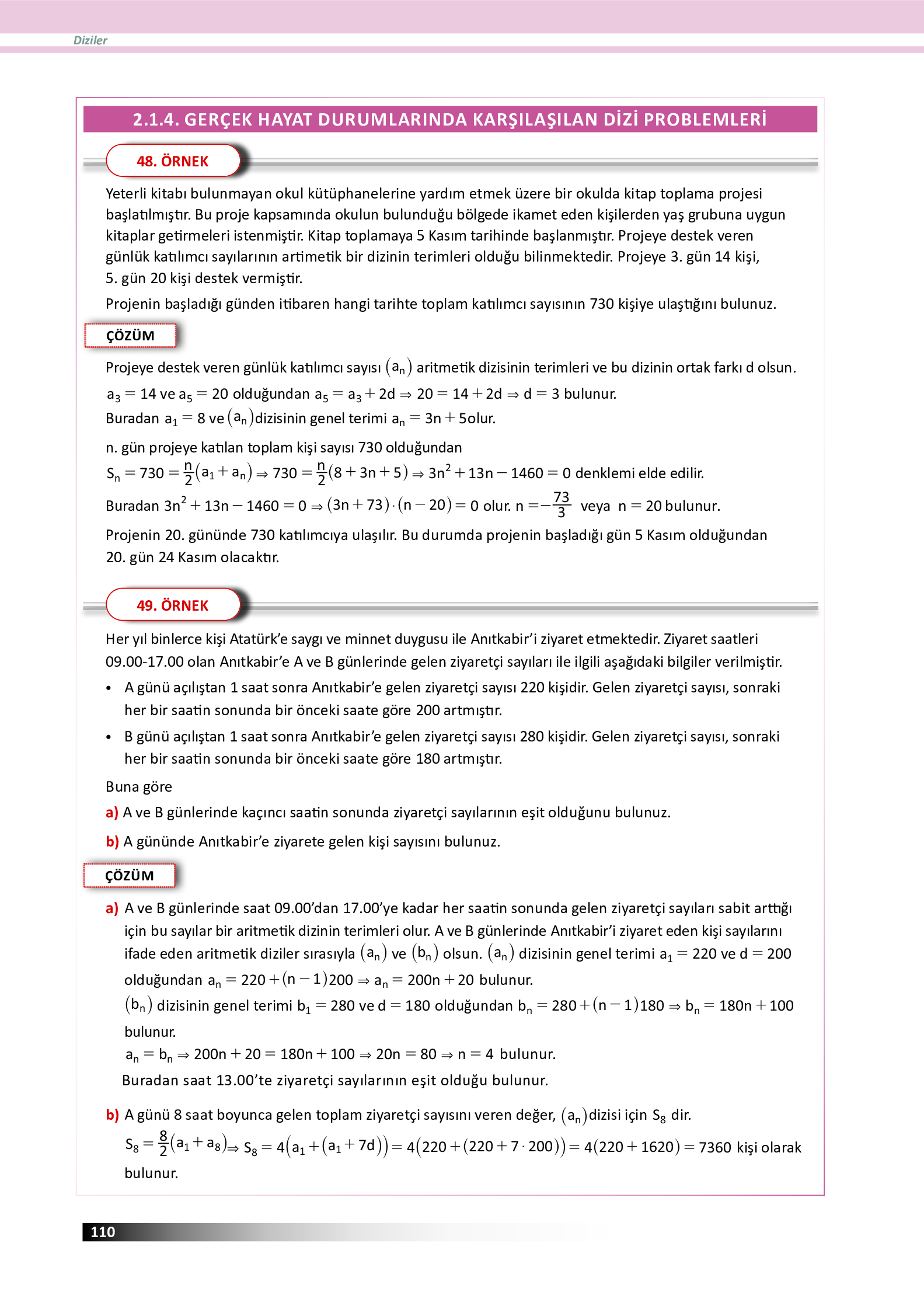 12. Sınıf Meb Yayınları Fen Lisesi Matematik Ders Kitabı Sayfa 110 Cevapları