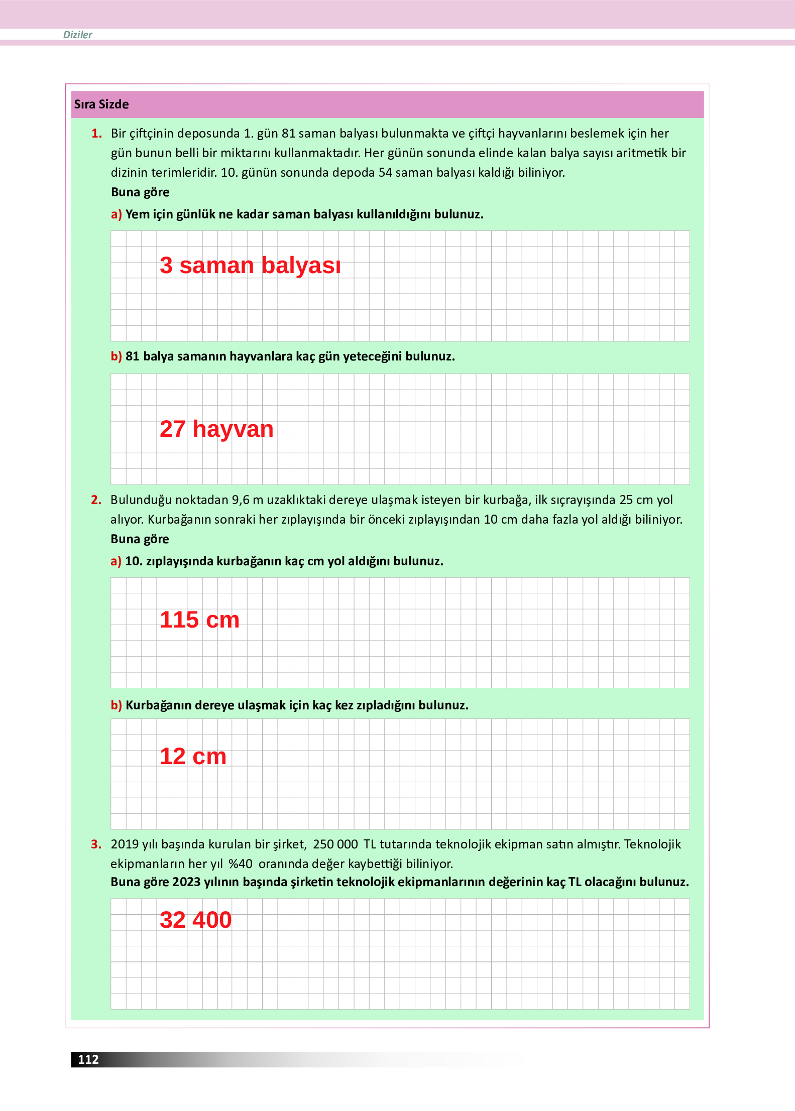 12. Sınıf Meb Yayınları Fen Lisesi Matematik Ders Kitabı Sayfa 112 Cevapları