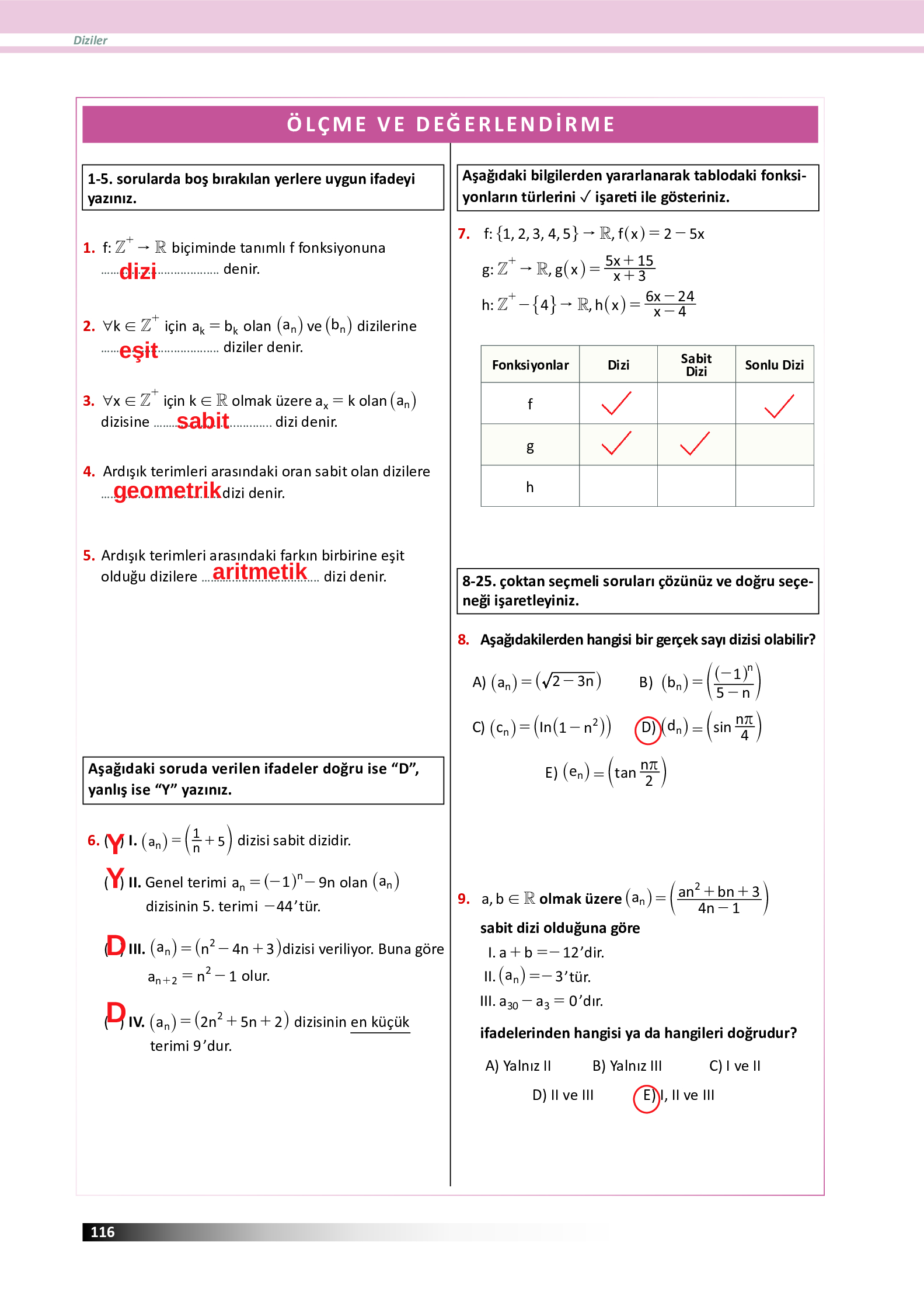 12. Sınıf Meb Yayınları Fen Lisesi Matematik Ders Kitabı Sayfa 116 Cevapları 12. Sınıf Meb Yayınları Fen Lisesi Matematik Ders Kitabı Sayfa 116 Cevapları