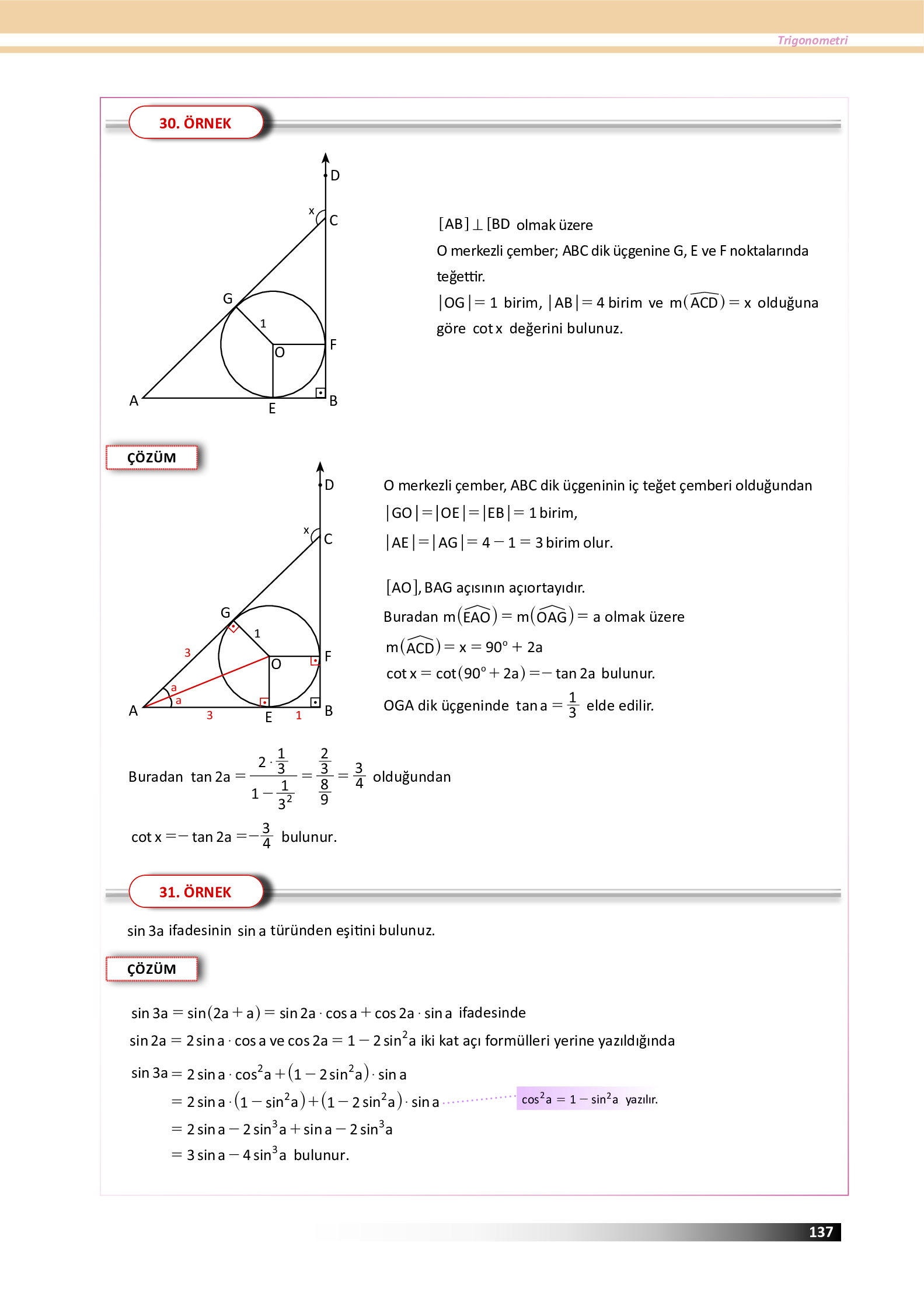 12. Sınıf Meb Yayınları Fen Lisesi Matematik Ders Kitabı Sayfa 137 Cevapları