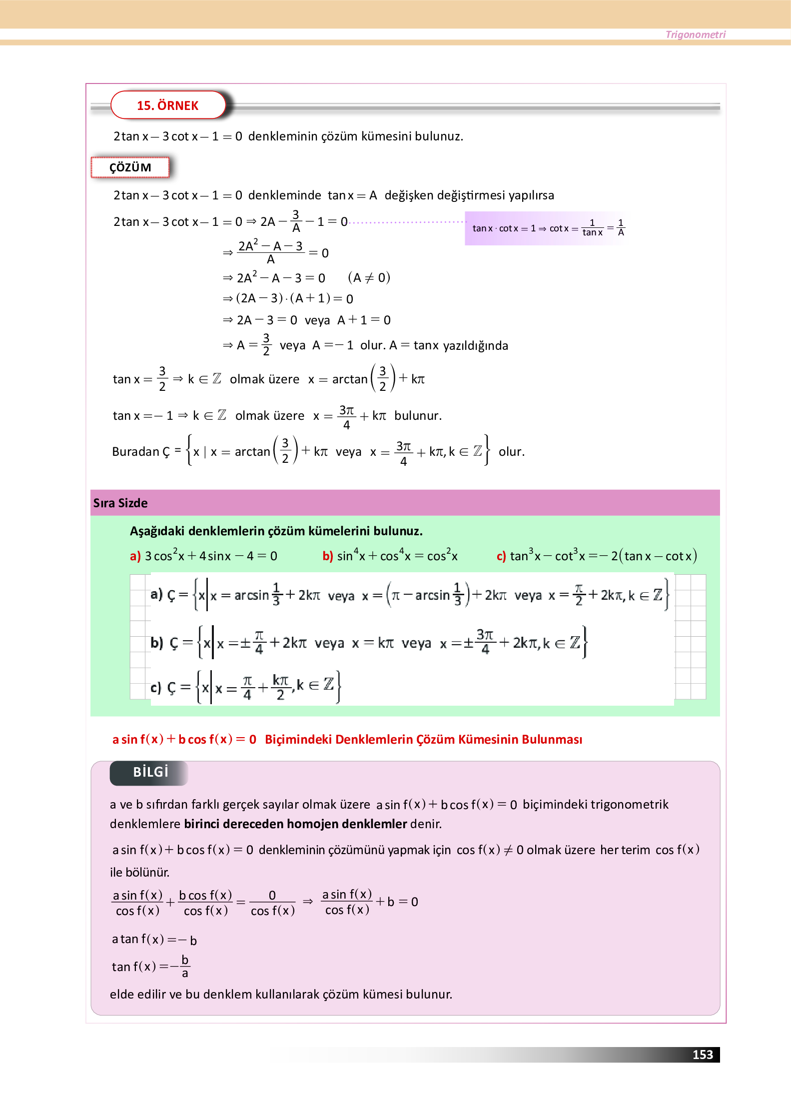 12. Sınıf Meb Yayınları Fen Lisesi Matematik Ders Kitabı Sayfa 153 Cevapları