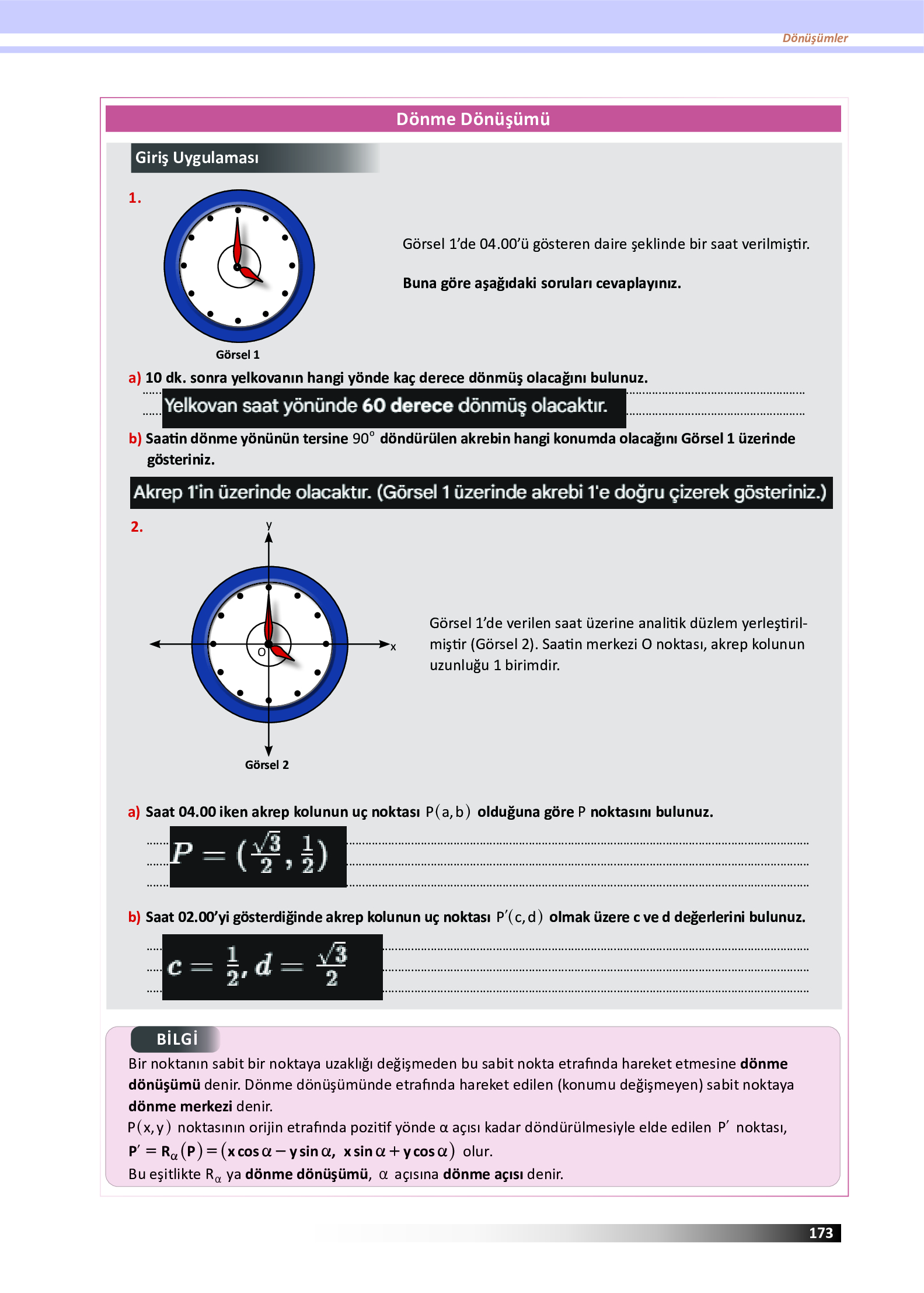 12. Sınıf Meb Yayınları Fen Lisesi Matematik Ders Kitabı Sayfa 173 Cevapları