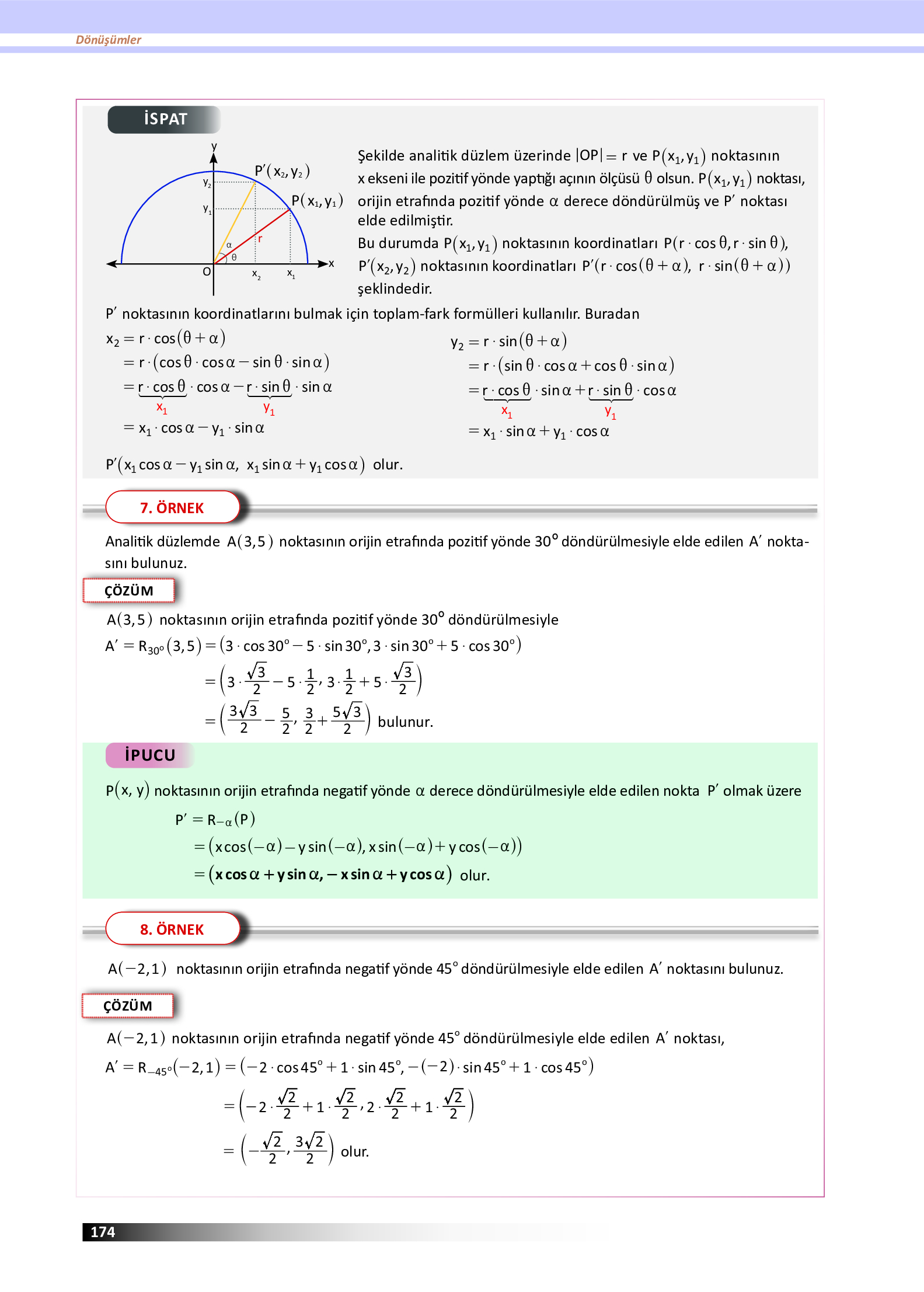 12. Sınıf Meb Yayınları Fen Lisesi Matematik Ders Kitabı Sayfa 174 Cevapları