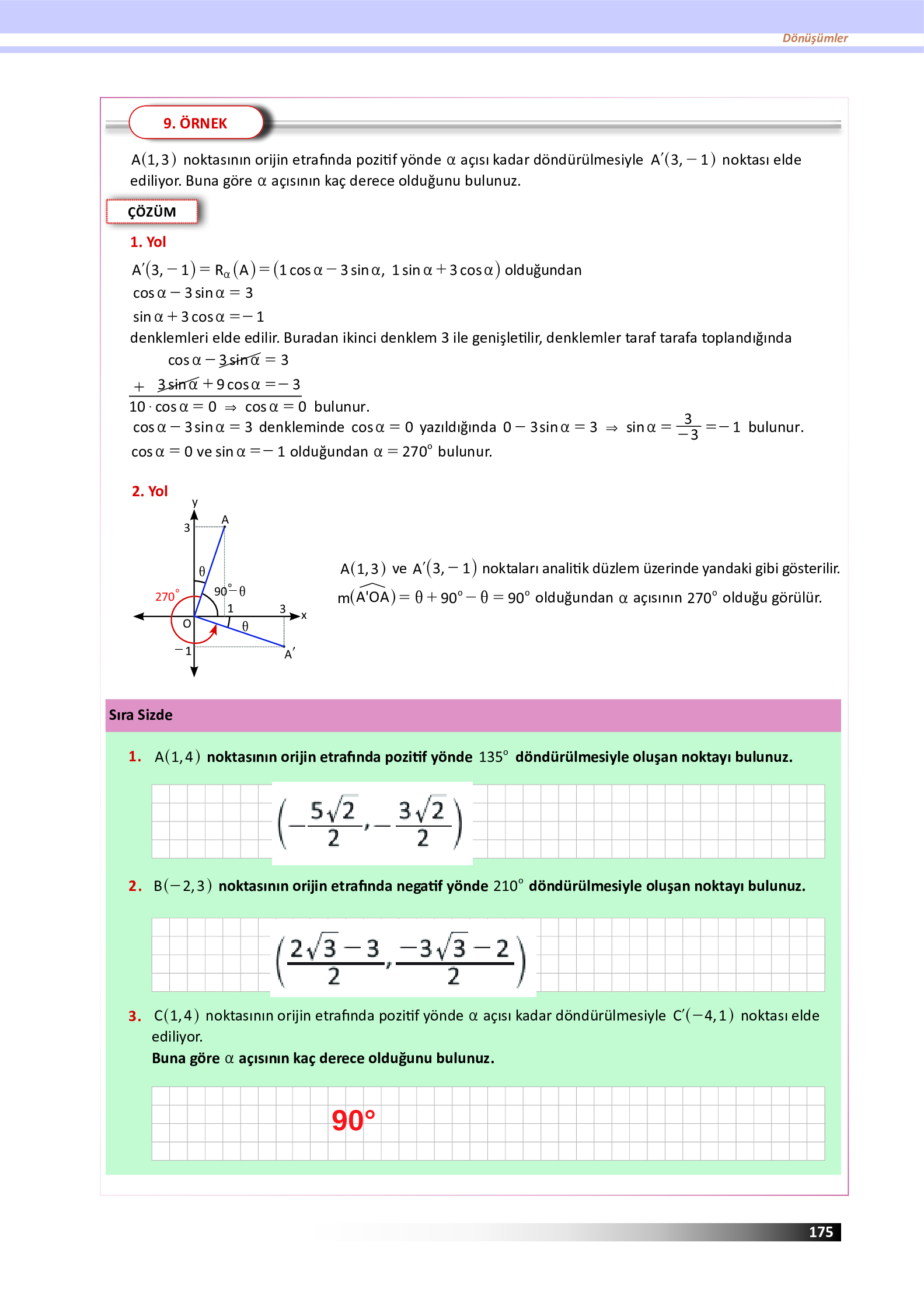 12. Sınıf Meb Yayınları Fen Lisesi Matematik Ders Kitabı Sayfa 175 Cevapları