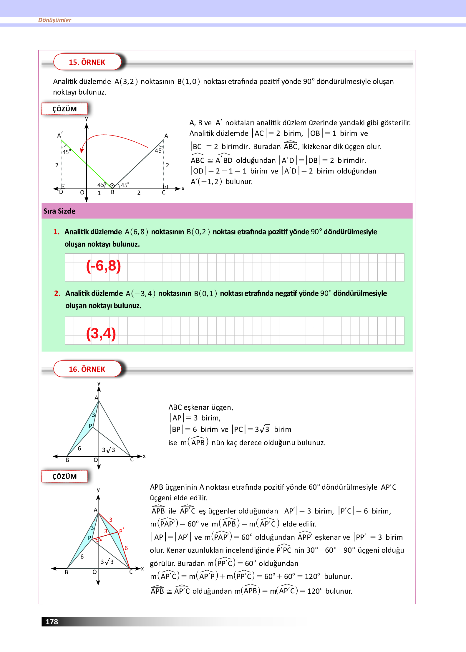 12. Sınıf Meb Yayınları Fen Lisesi Matematik Ders Kitabı Sayfa 178 Cevapları