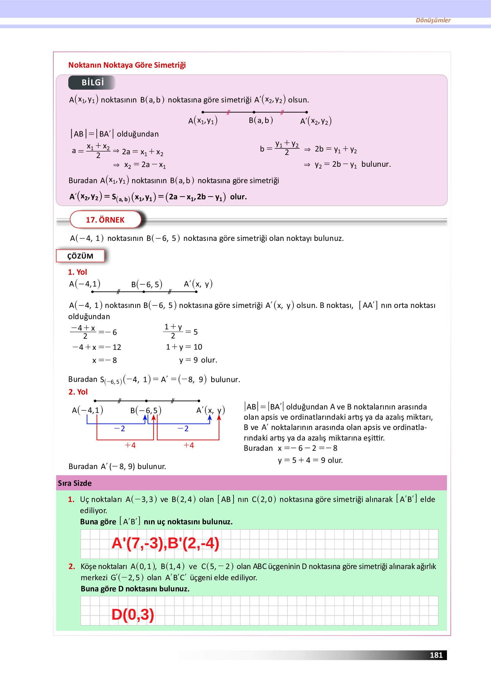 12. Sınıf Meb Yayınları Fen Lisesi Matematik Ders Kitabı Sayfa 181 Cevapları 12. Sınıf Meb Yayınları Fen Lisesi Matematik Ders Kitabı Sayfa 181 Cevapları