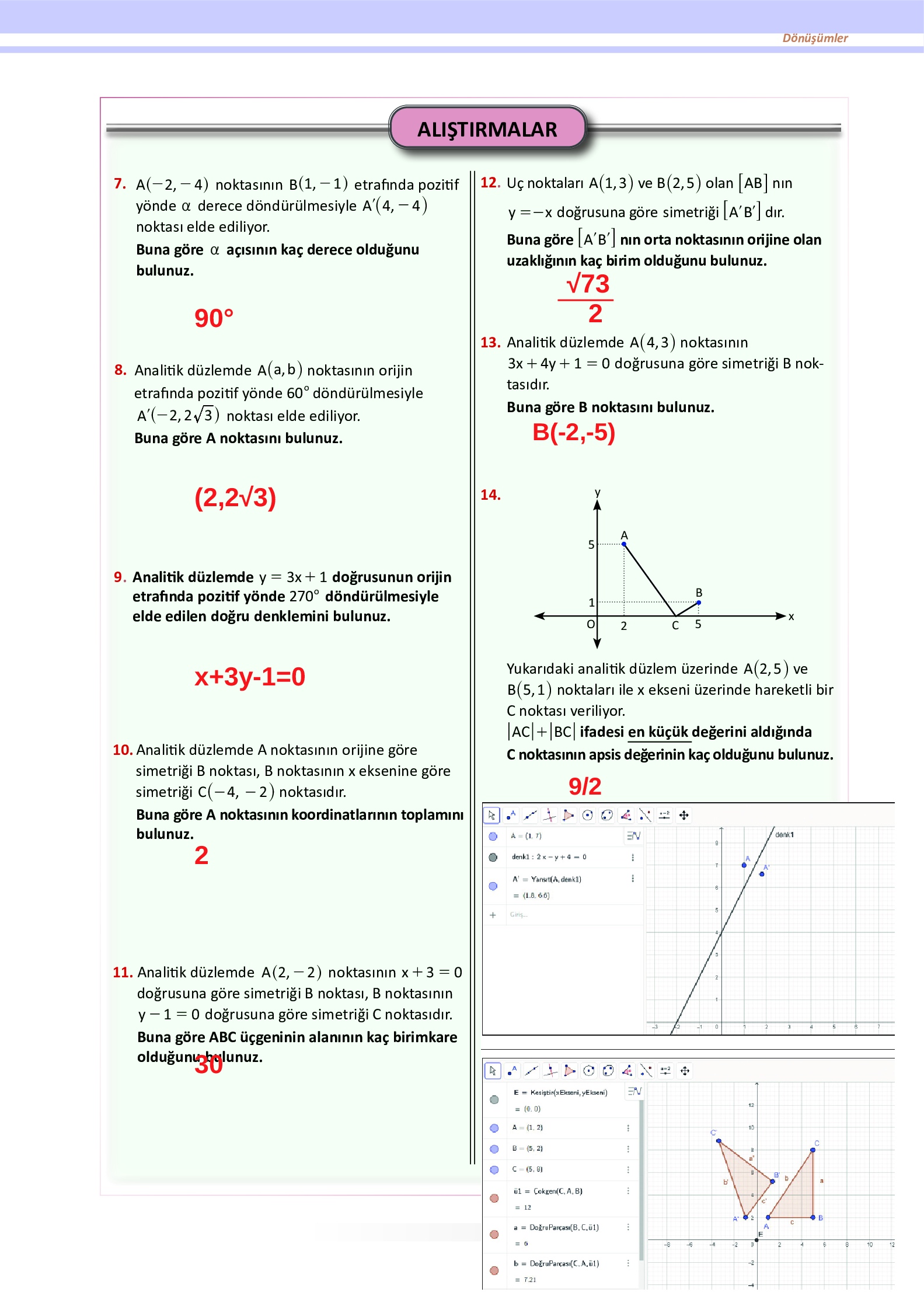 12. Sınıf Meb Yayınları Fen Lisesi Matematik Ders Kitabı Sayfa 191 Cevapları