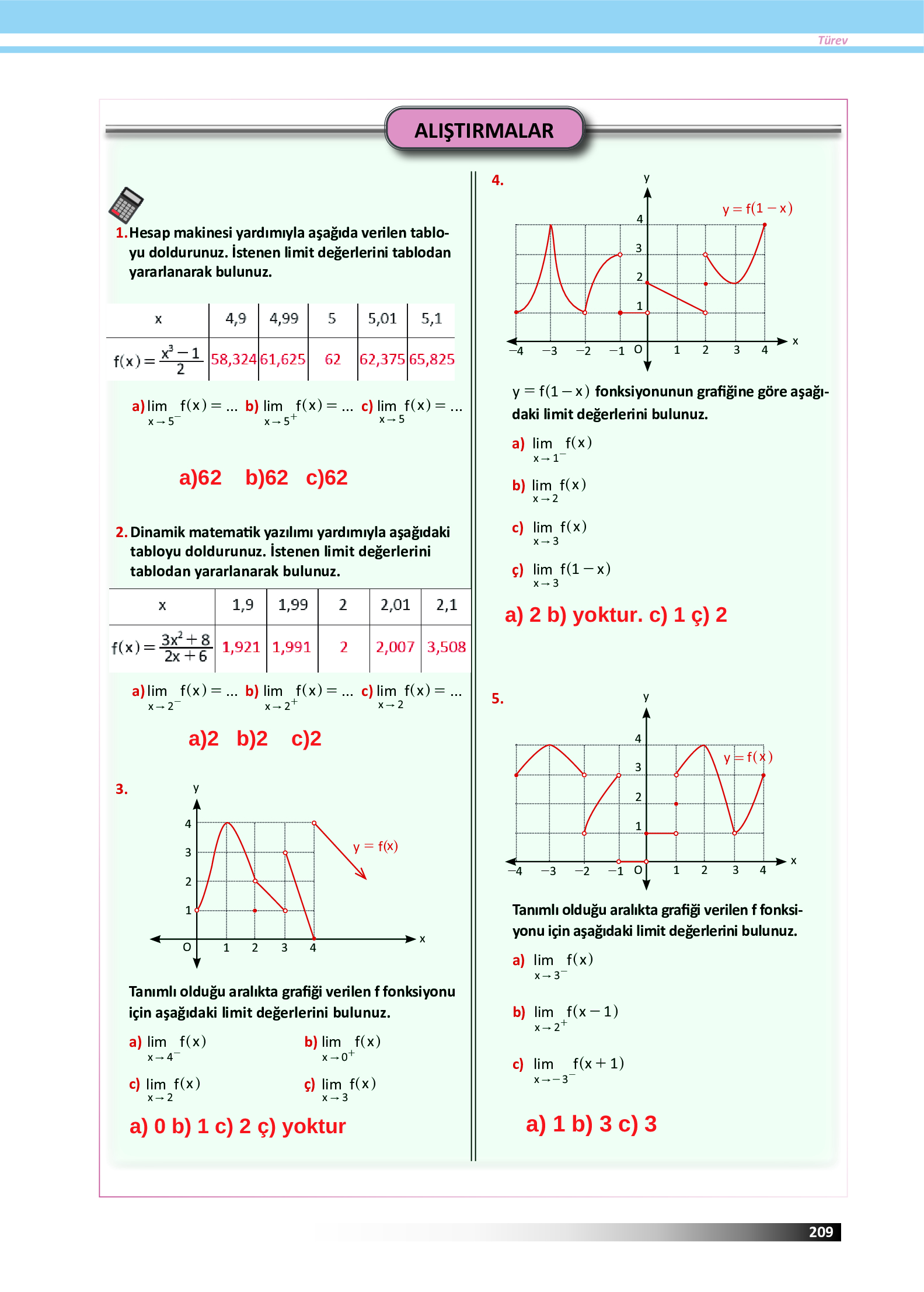 12. Sınıf Meb Yayınları Fen Lisesi Matematik Ders Kitabı Sayfa 209 Cevapları