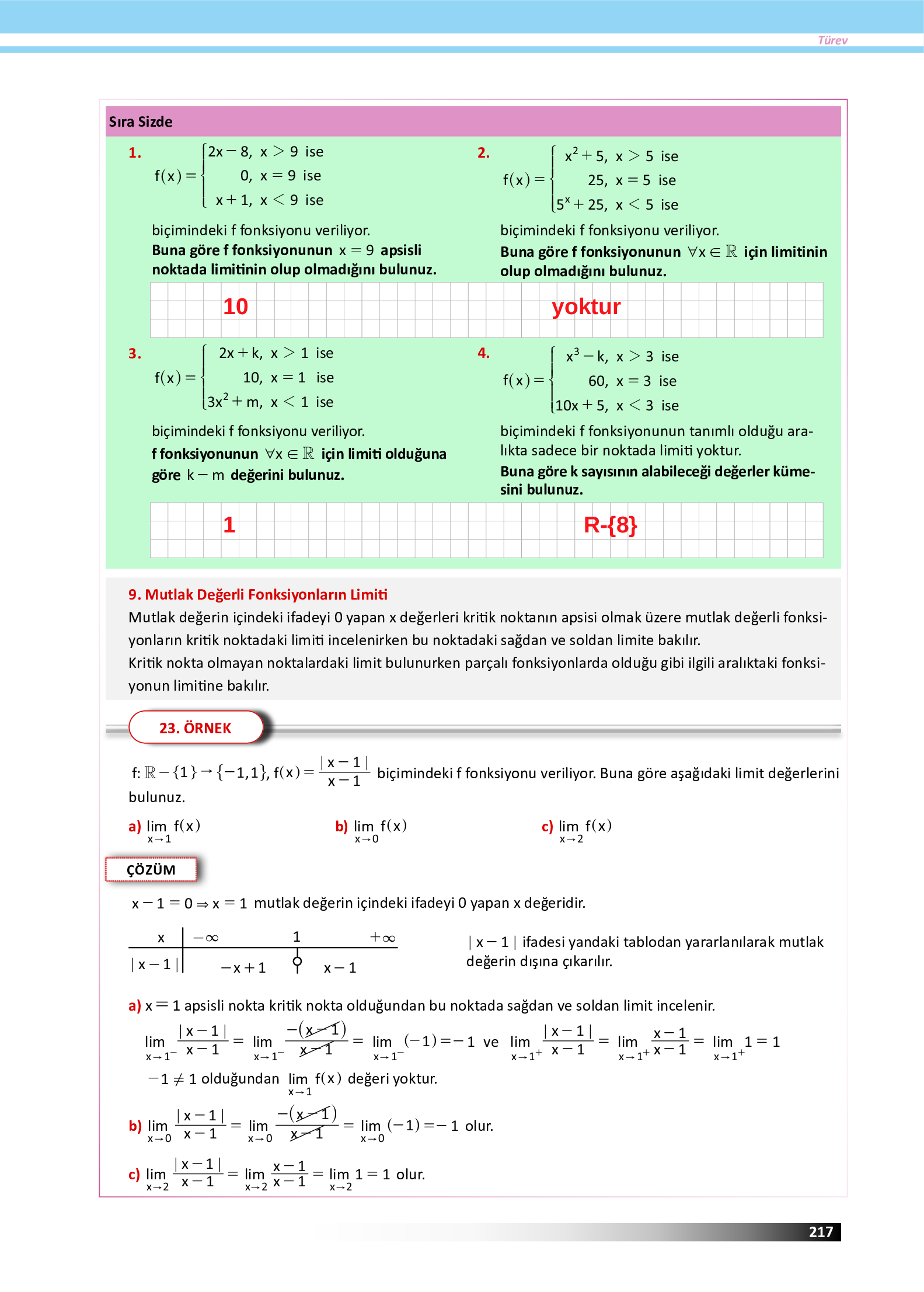 12. Sınıf Meb Yayınları Fen Lisesi Matematik Ders Kitabı Sayfa 217 Cevapları 12. Sınıf Meb Yayınları Fen Lisesi Matematik Ders Kitabı Sayfa 217 Cevapları