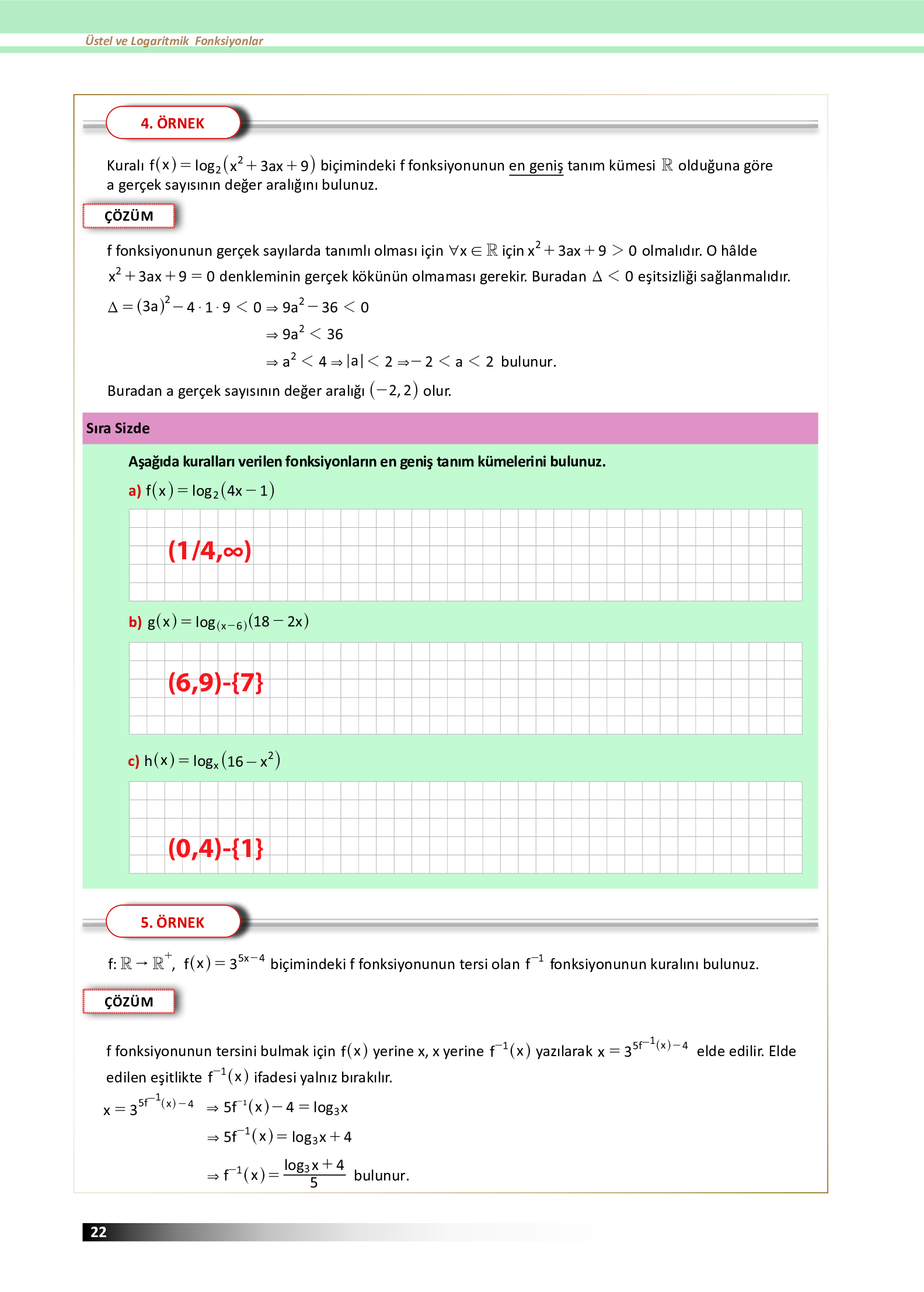 12. Sınıf Meb Yayınları Fen Lisesi Matematik Ders Kitabı Sayfa 22 Cevapları