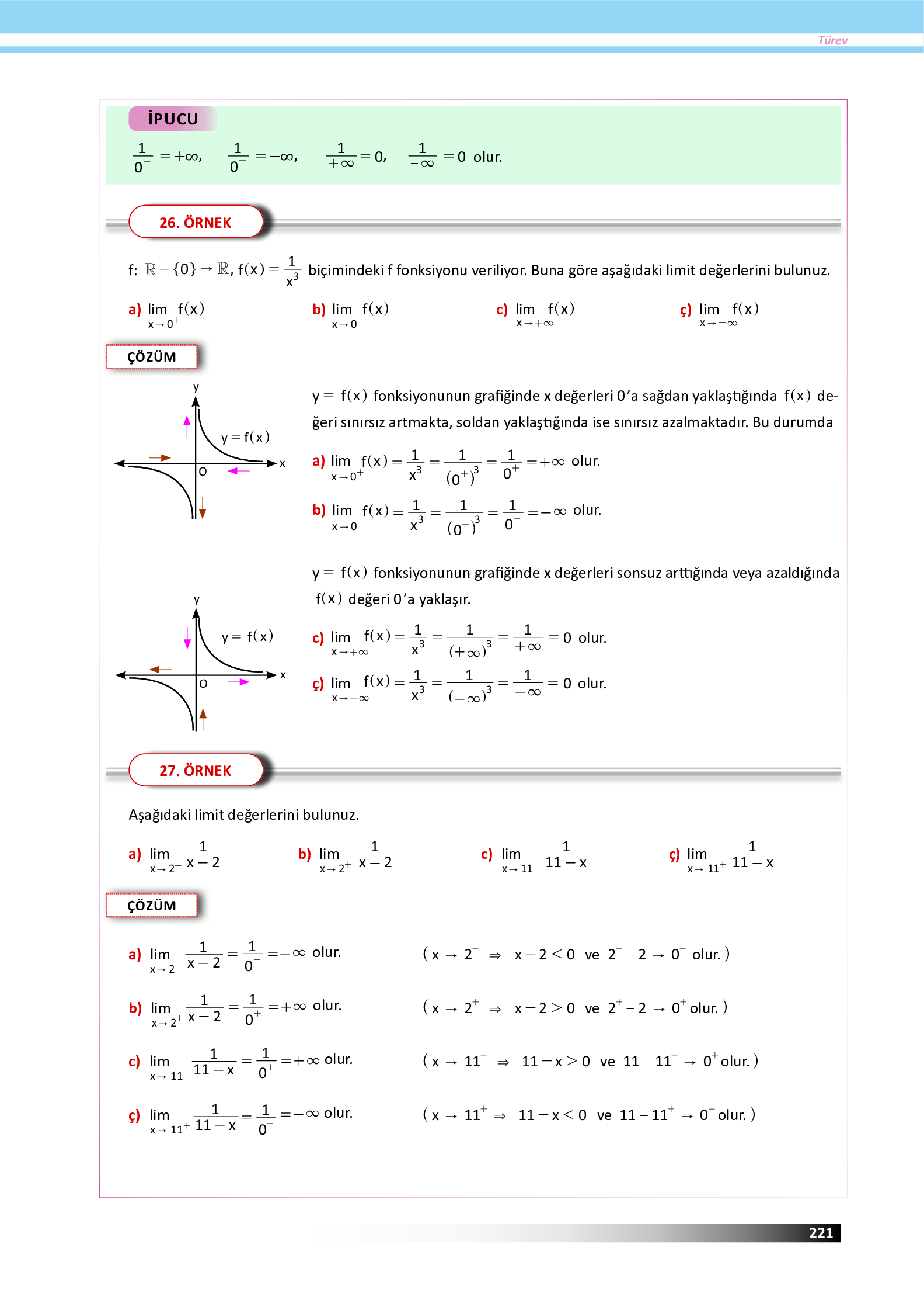 12. Sınıf Meb Yayınları Fen Lisesi Matematik Ders Kitabı Sayfa 221 Cevapları