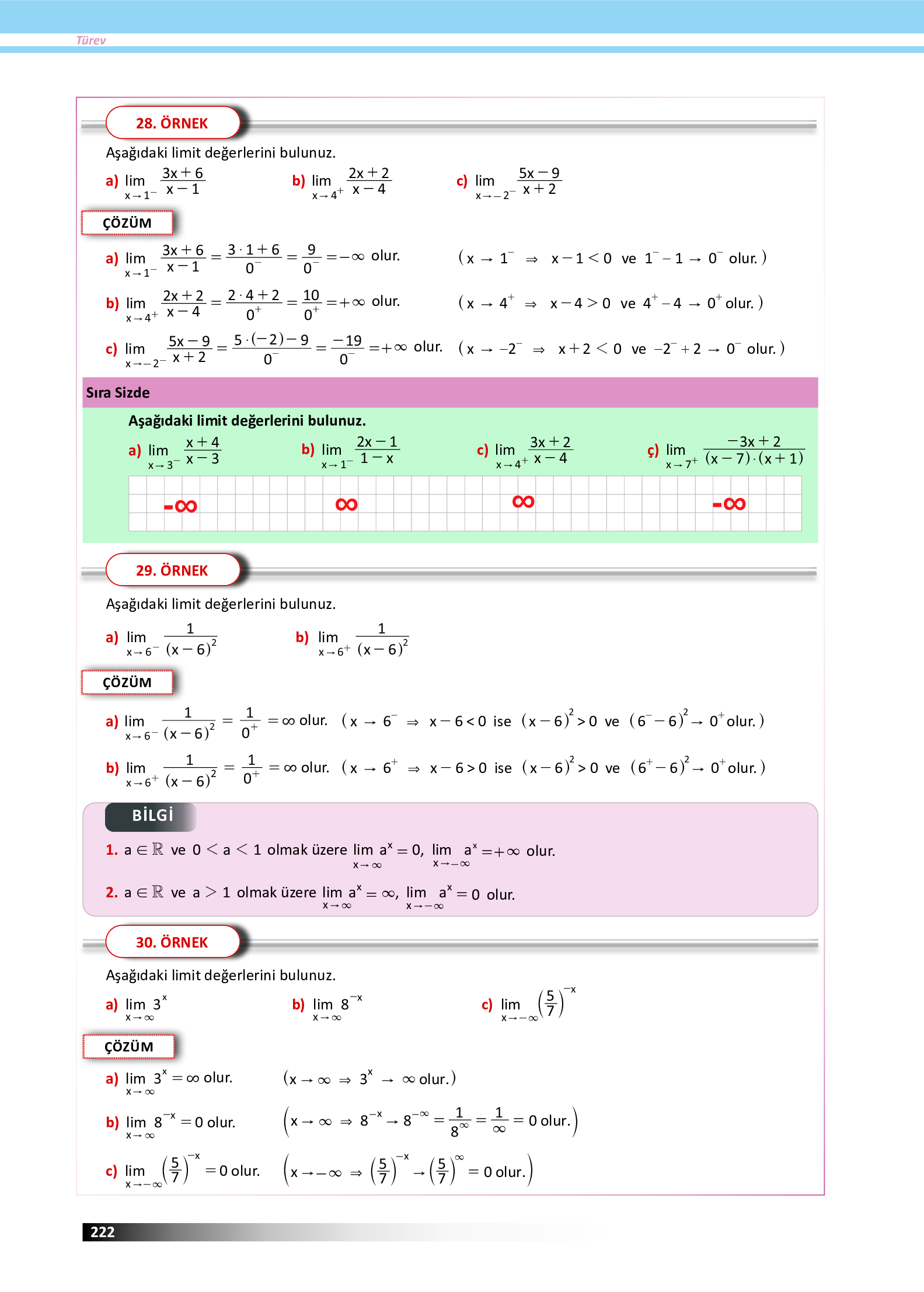 12. Sınıf Meb Yayınları Fen Lisesi Matematik Ders Kitabı Sayfa 222 Cevapları
