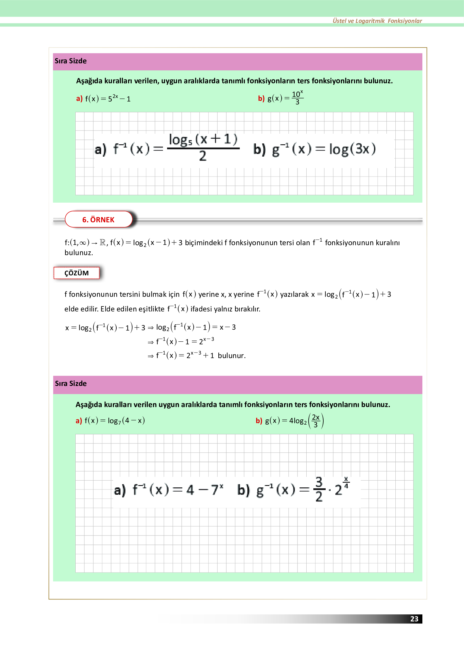 12. Sınıf Meb Yayınları Fen Lisesi Matematik Ders Kitabı Sayfa 23 Cevapları