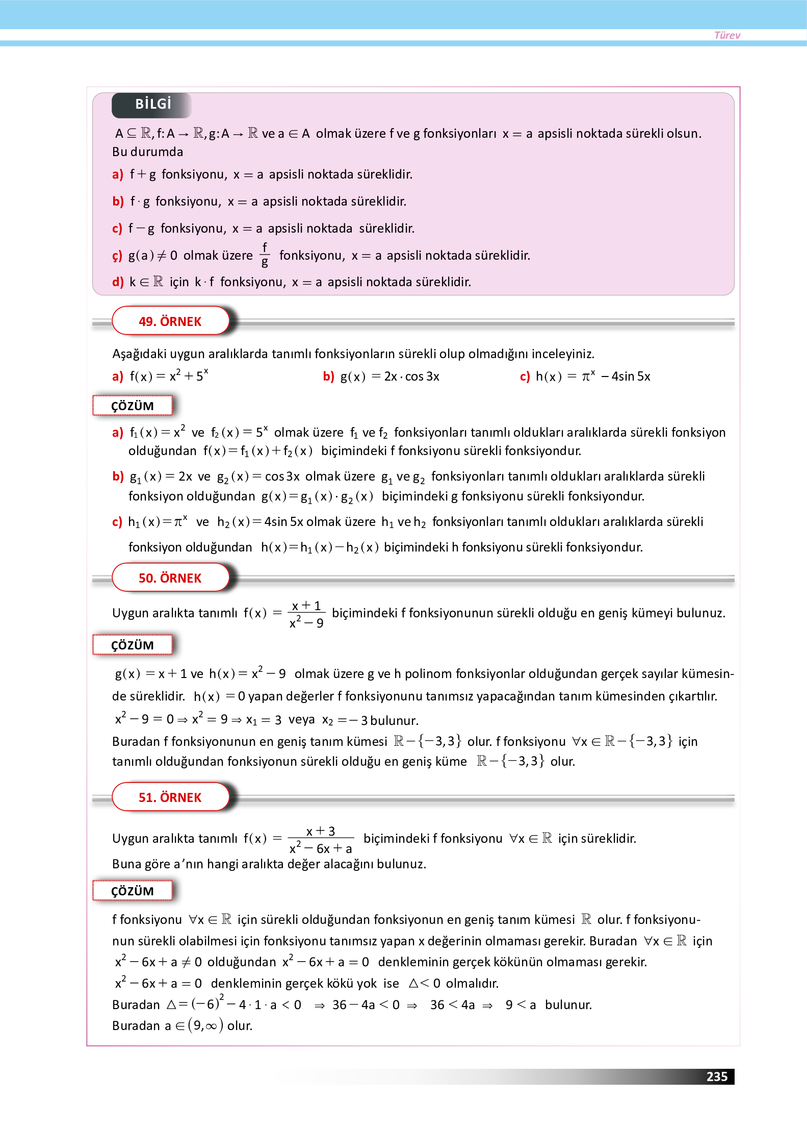12. Sınıf Meb Yayınları Fen Lisesi Matematik Ders Kitabı Sayfa 235 Cevapları