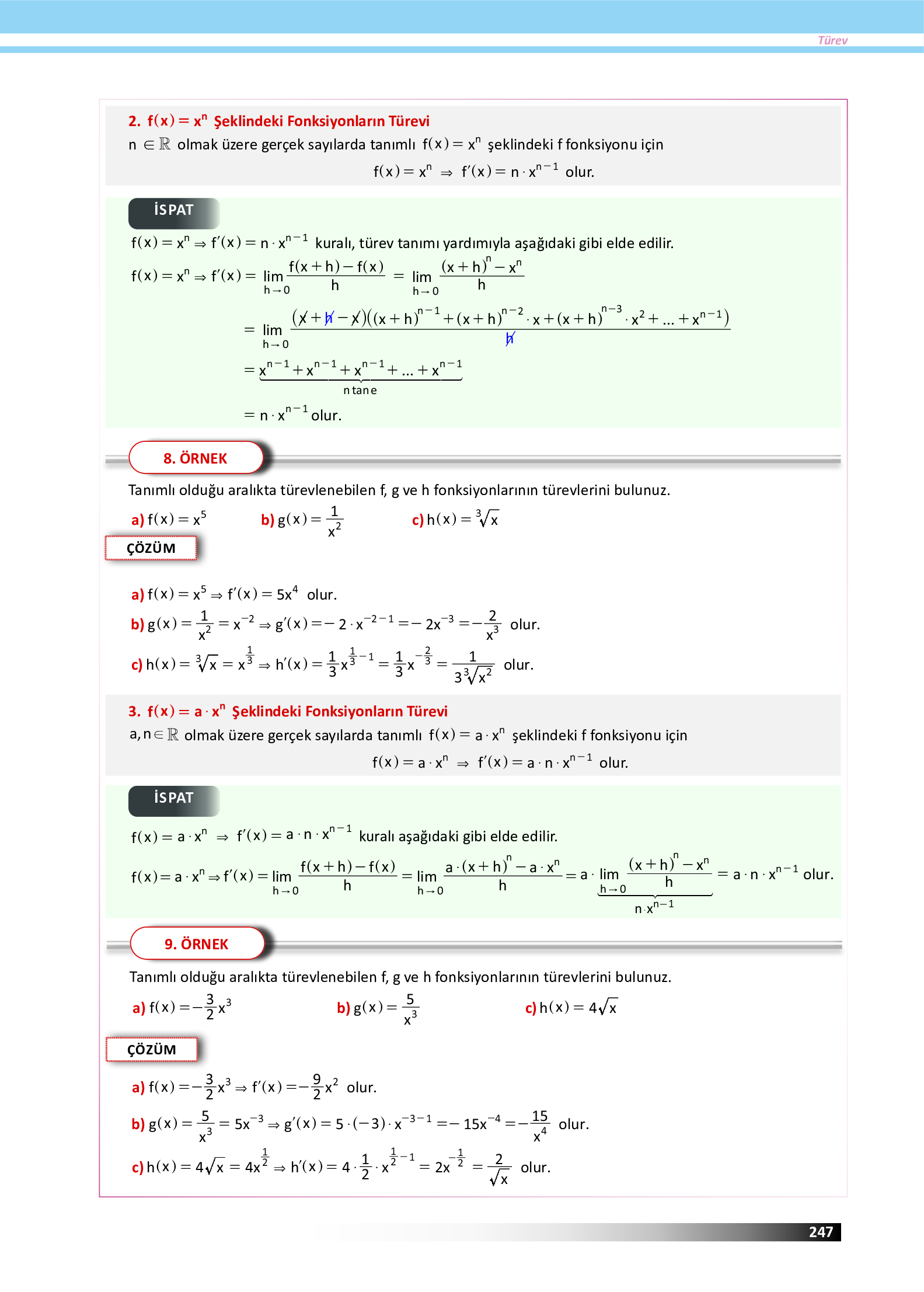 12. Sınıf Meb Yayınları Fen Lisesi Matematik Ders Kitabı Sayfa 247 Cevapları