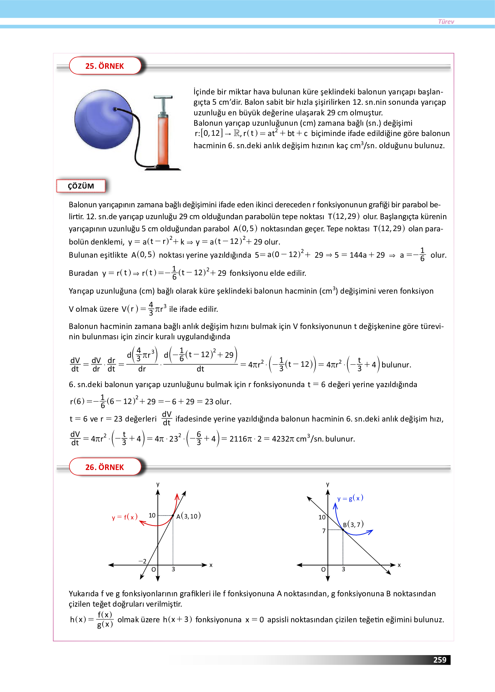 12. Sınıf Meb Yayınları Fen Lisesi Matematik Ders Kitabı Sayfa 259 Cevapları