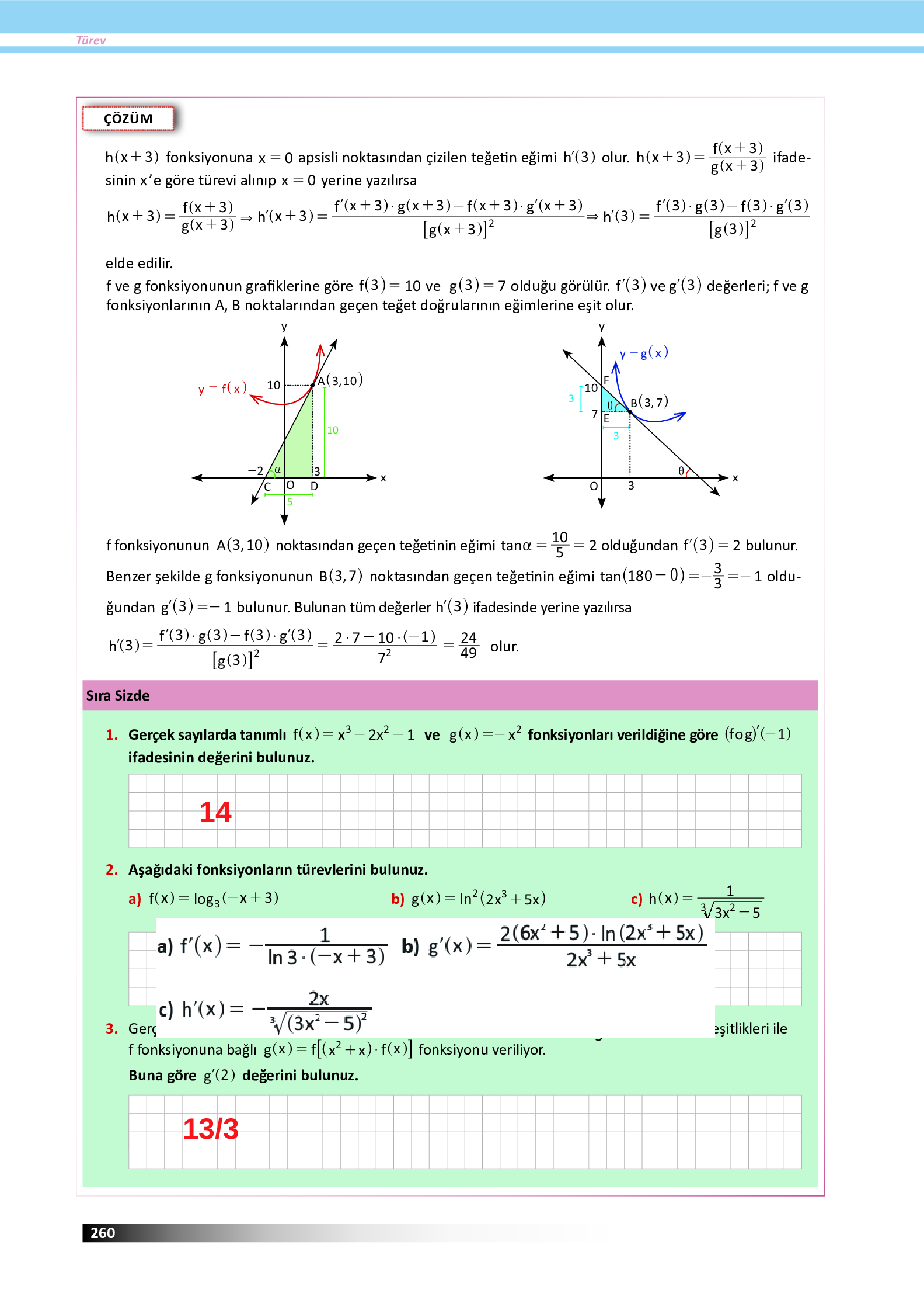 12. Sınıf Meb Yayınları Fen Lisesi Matematik Ders Kitabı Sayfa 260 Cevapları