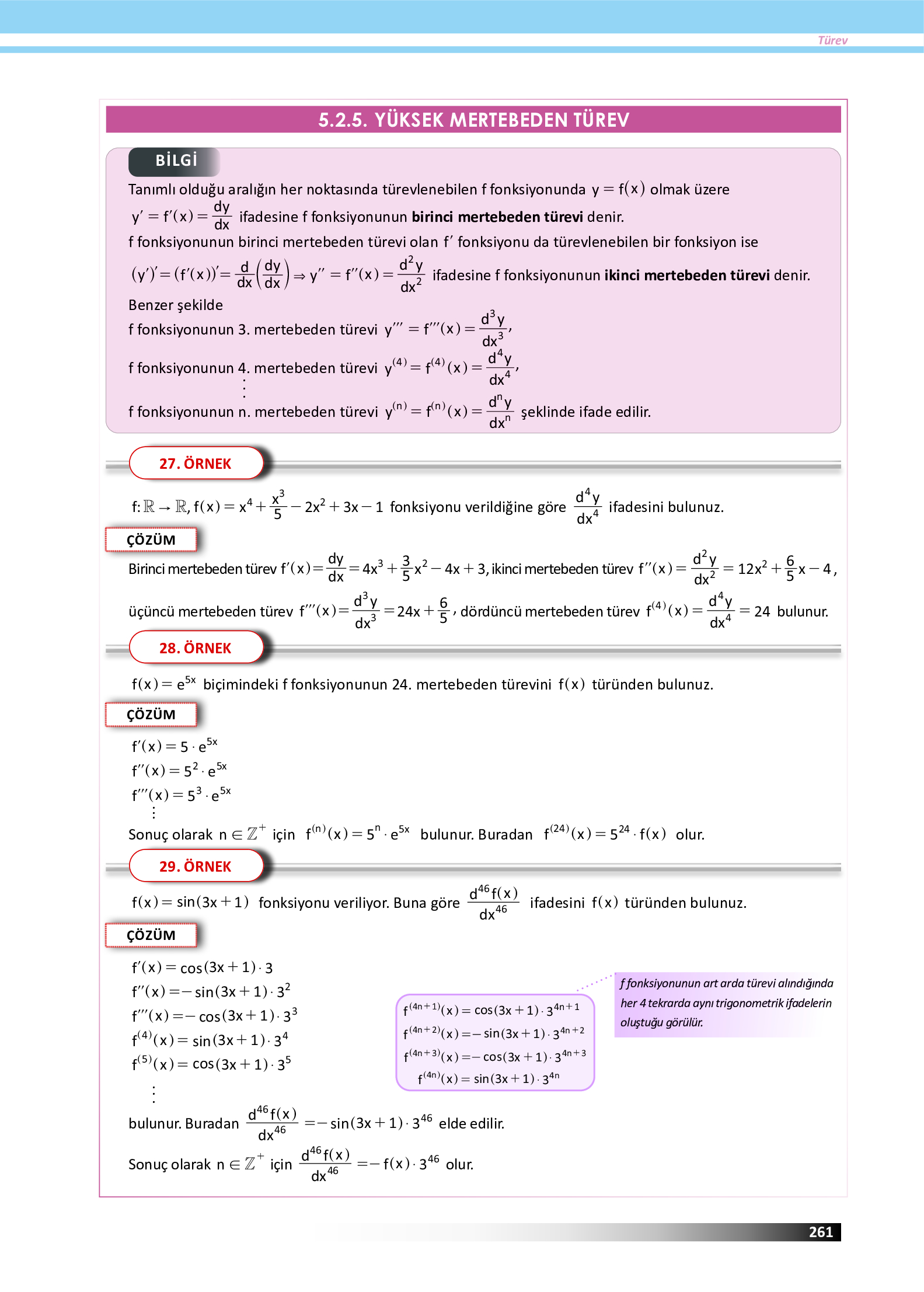 12. Sınıf Meb Yayınları Fen Lisesi Matematik Ders Kitabı Sayfa 261 Cevapları 12. Sınıf Meb Yayınları Fen Lisesi Matematik Ders Kitabı Sayfa 261 Cevapları