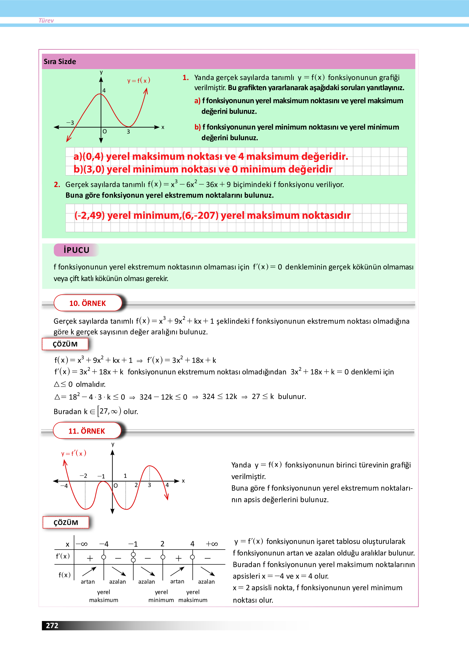 12. Sınıf Meb Yayınları Fen Lisesi Matematik Ders Kitabı Sayfa 272 Cevapları