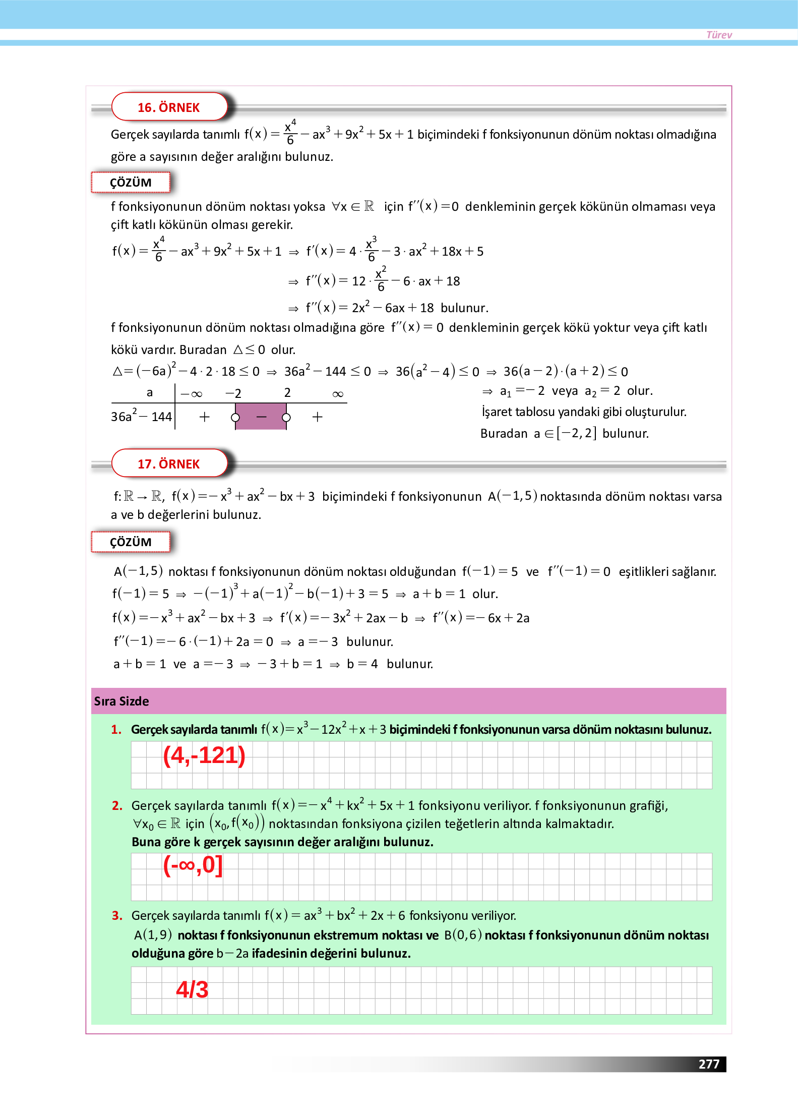 12. Sınıf Meb Yayınları Fen Lisesi Matematik Ders Kitabı Sayfa 277 Cevapları