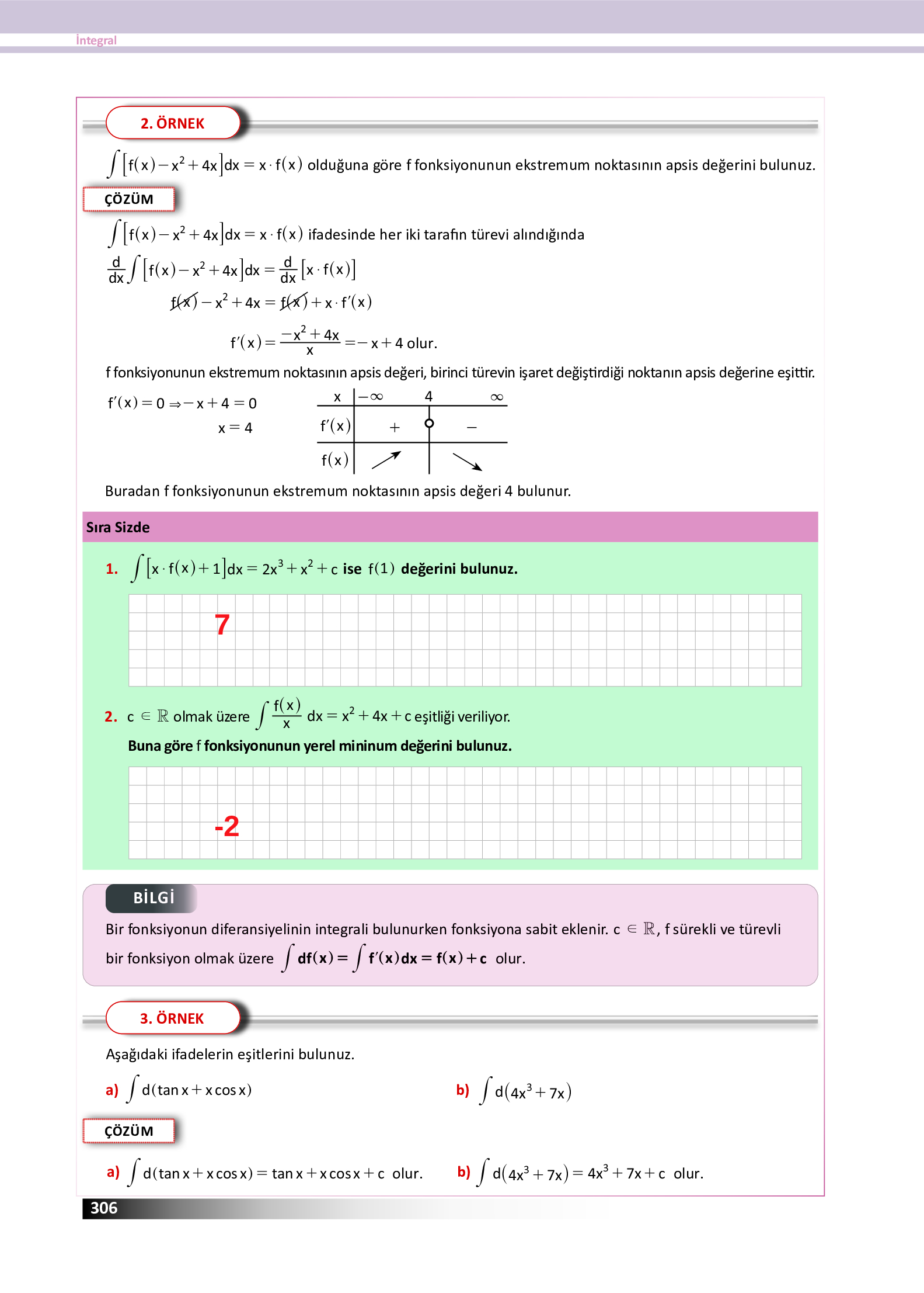 12. Sınıf Meb Yayınları Fen Lisesi Matematik Ders Kitabı Sayfa 306 Cevapları