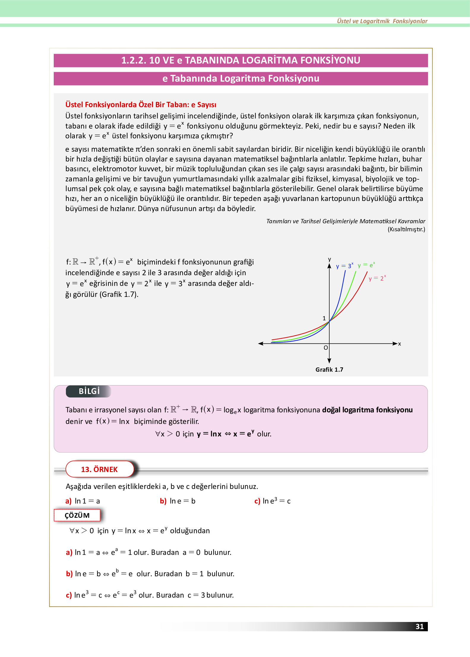 12. Sınıf Meb Yayınları Fen Lisesi Matematik Ders Kitabı Sayfa 31 Cevapları