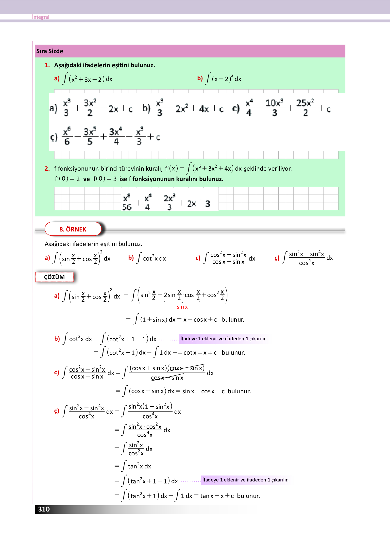 12. Sınıf Meb Yayınları Fen Lisesi Matematik Ders Kitabı Sayfa 310 Cevapları 12. Sınıf Meb Yayınları Fen Lisesi Matematik Ders Kitabı Sayfa 310 Cevapları