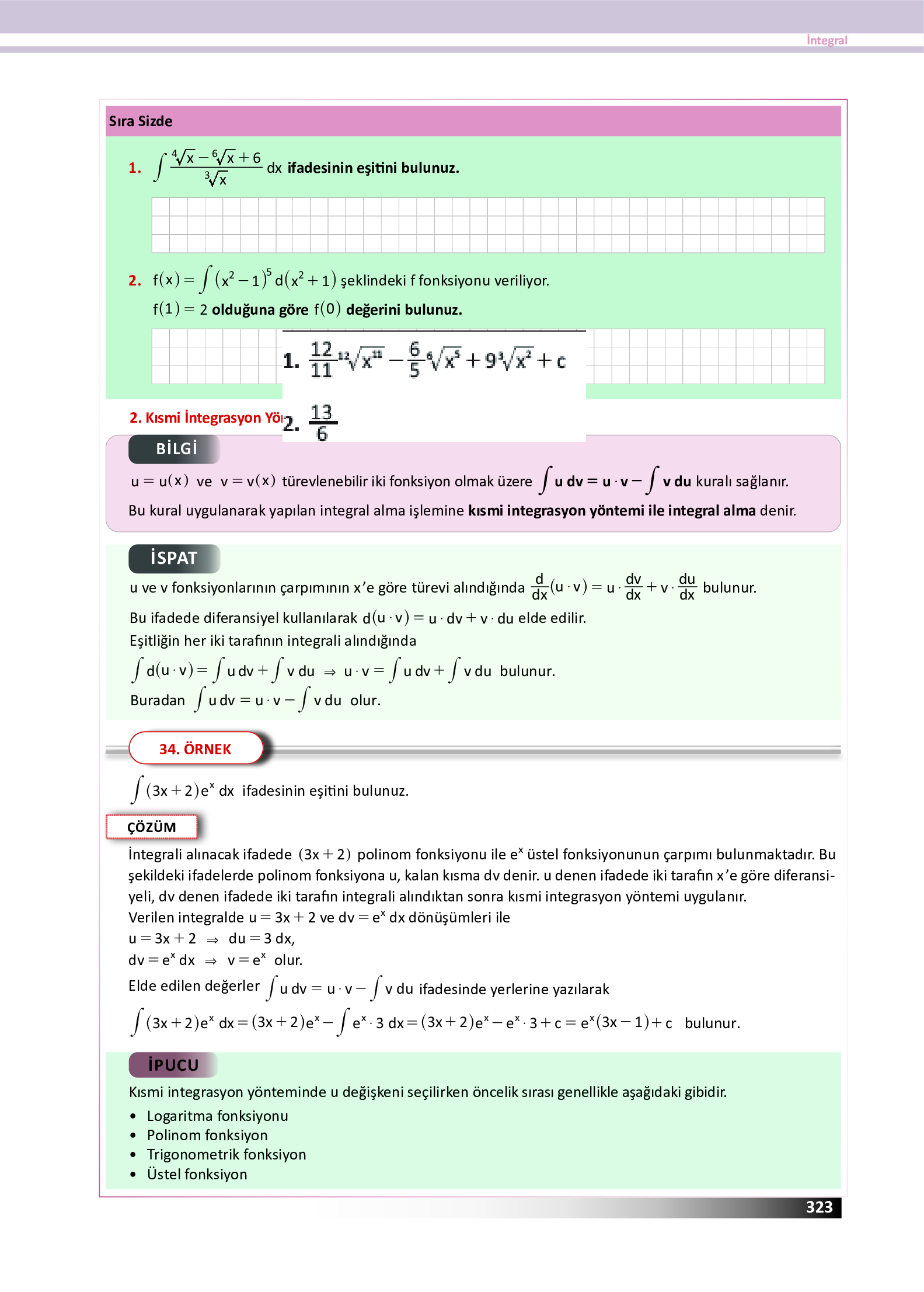 12. Sınıf Meb Yayınları Fen Lisesi Matematik Ders Kitabı Sayfa 323 Cevapları