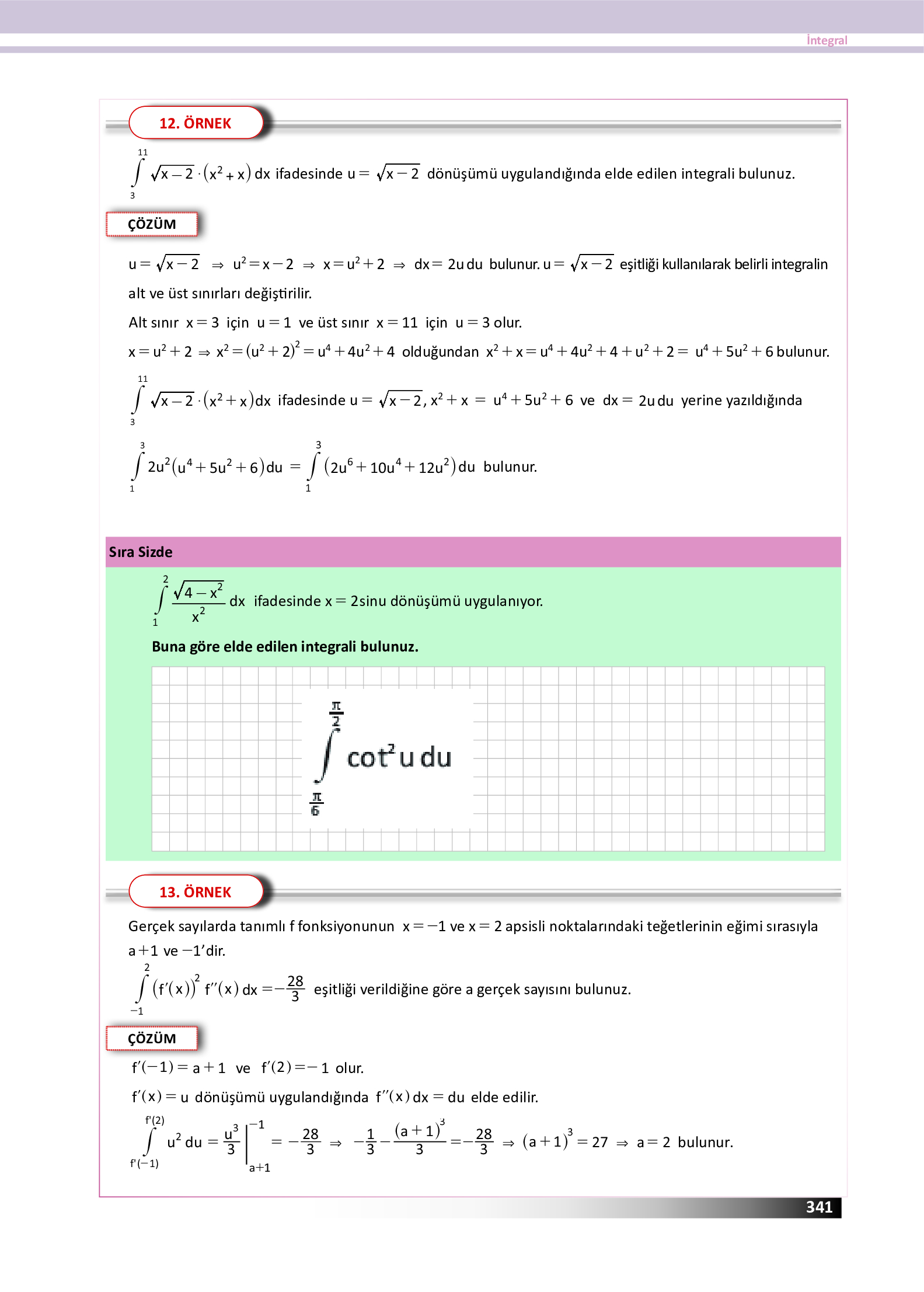 12. Sınıf Meb Yayınları Fen Lisesi Matematik Ders Kitabı Sayfa 341 Cevapları
