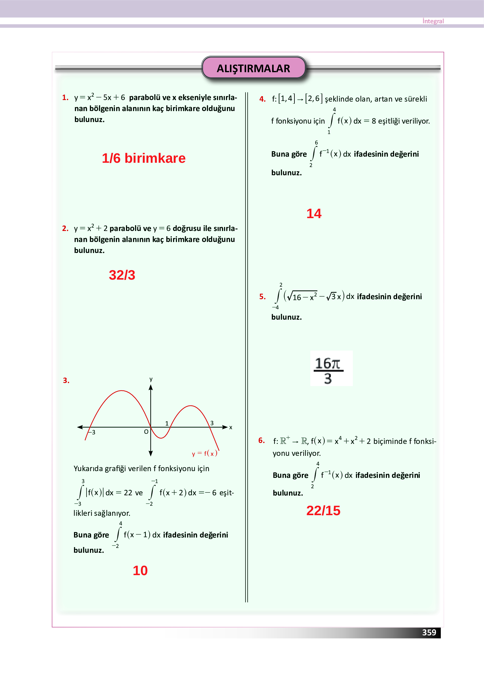 12. Sınıf Meb Yayınları Fen Lisesi Matematik Ders Kitabı Sayfa 359 Cevapları