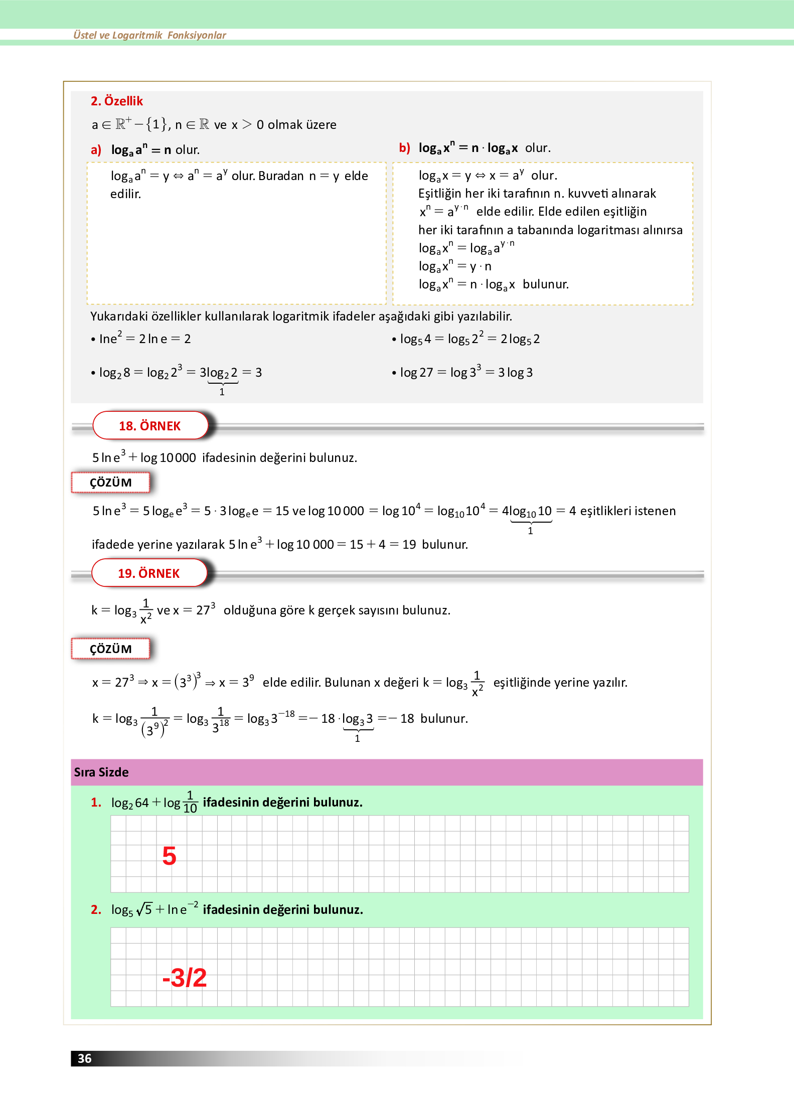 12. Sınıf Meb Yayınları Fen Lisesi Matematik Ders Kitabı Sayfa 36 Cevapları