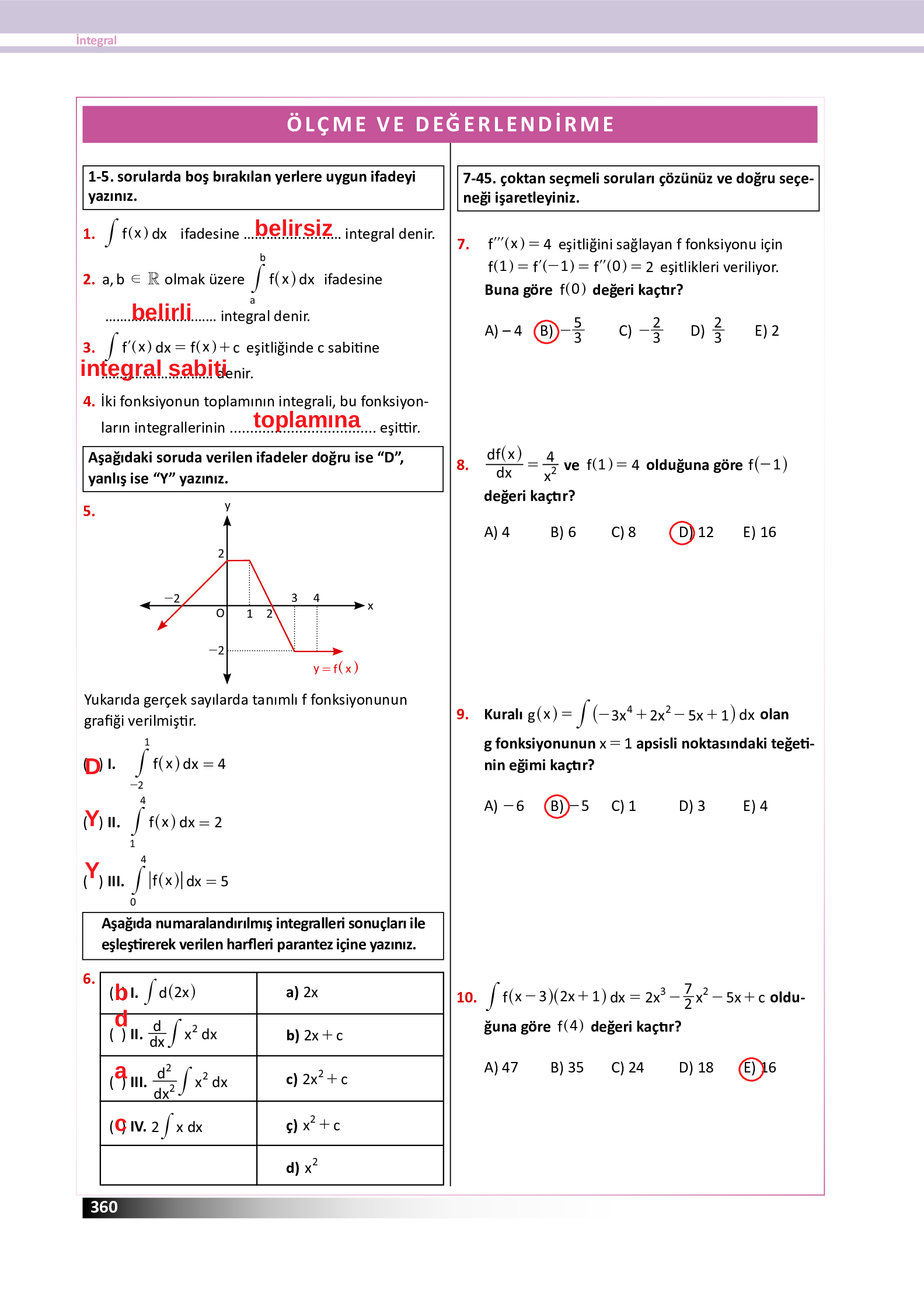 12. Sınıf Meb Yayınları Fen Lisesi Matematik Ders Kitabı Sayfa 360 Cevapları