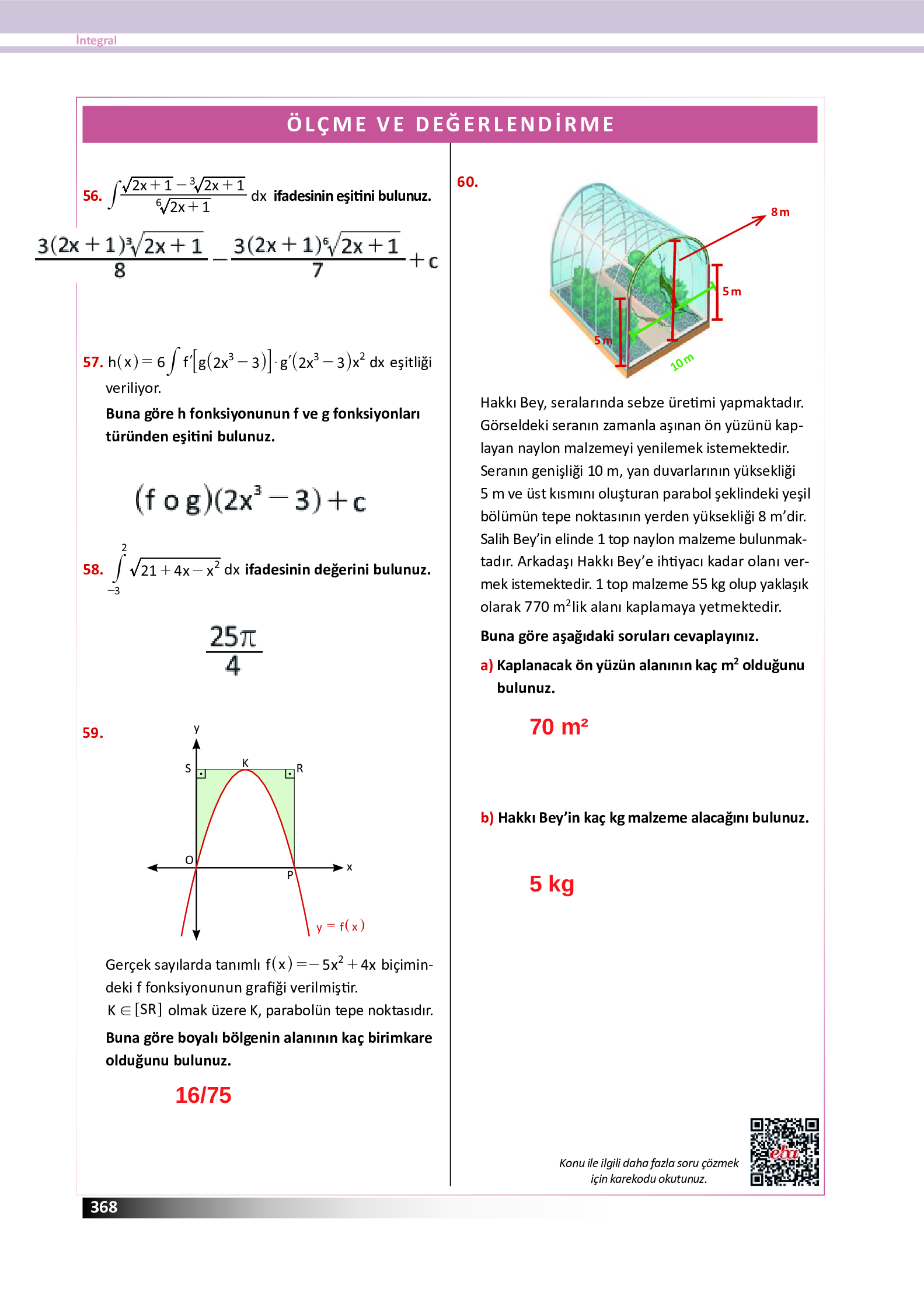 12. Sınıf Meb Yayınları Fen Lisesi Matematik Ders Kitabı Sayfa 368 Cevapları