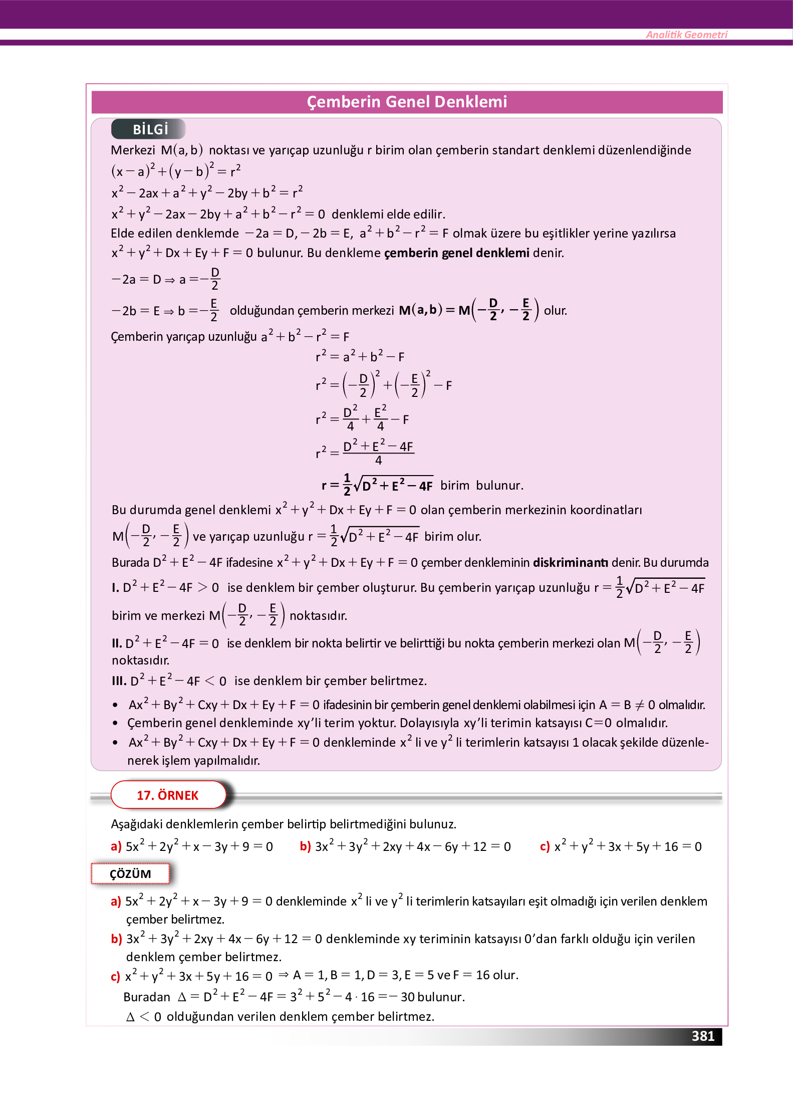 12. Sınıf Meb Yayınları Fen Lisesi Matematik Ders Kitabı Sayfa 381 Cevapları