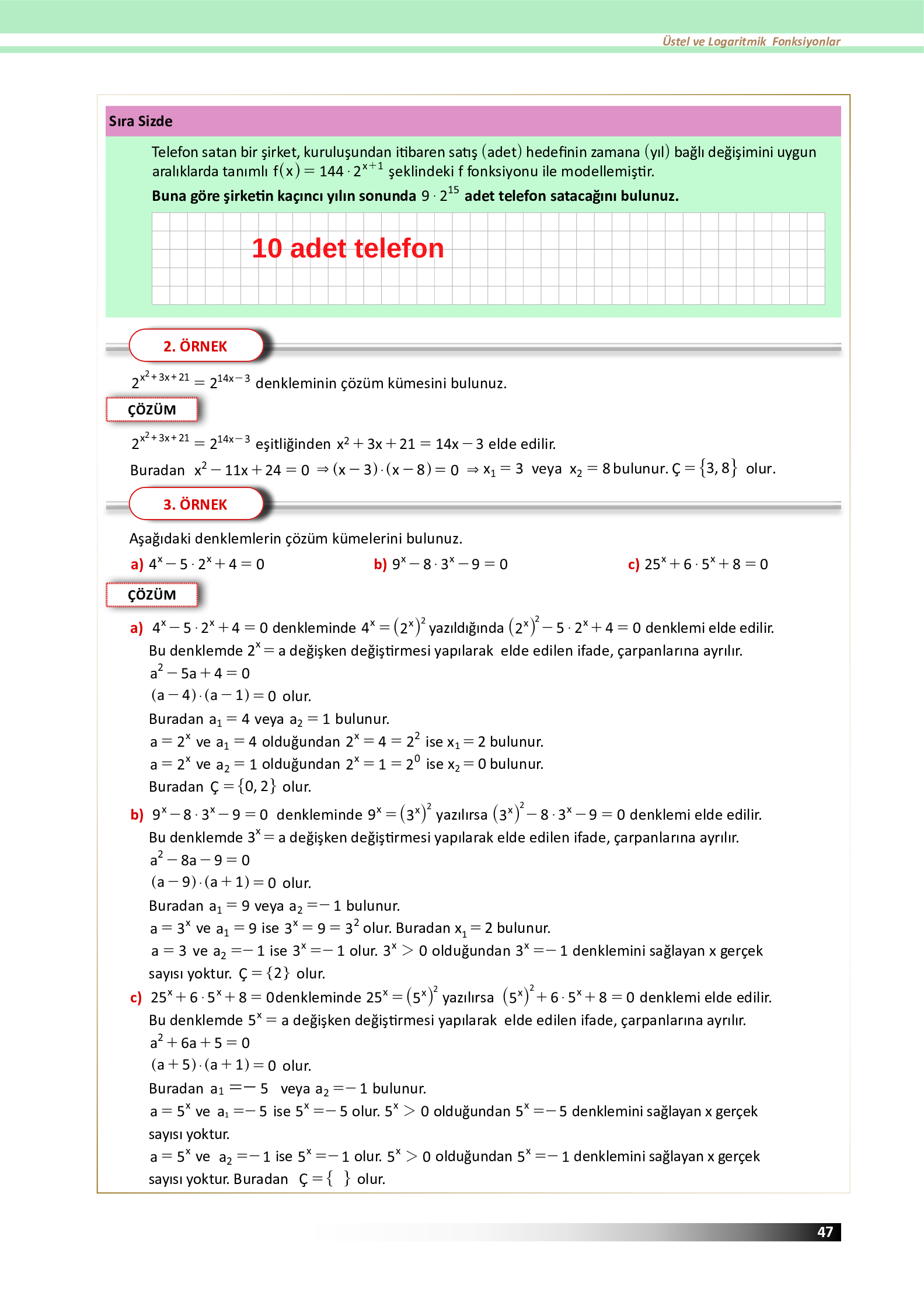 12. Sınıf Meb Yayınları Fen Lisesi Matematik Ders Kitabı Sayfa 47 Cevapları