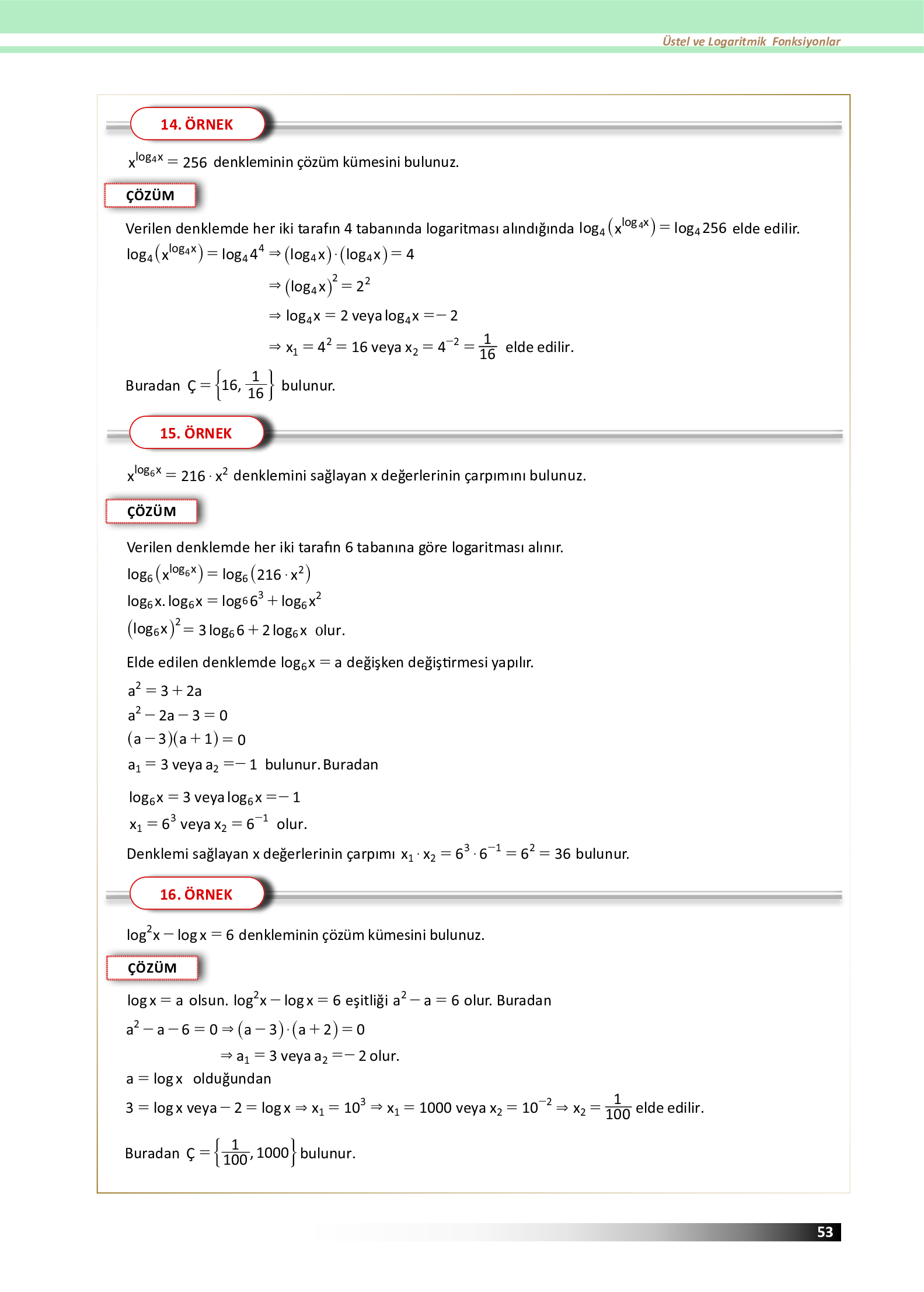 12. Sınıf Meb Yayınları Fen Lisesi Matematik Ders Kitabı Sayfa 53 Cevapları