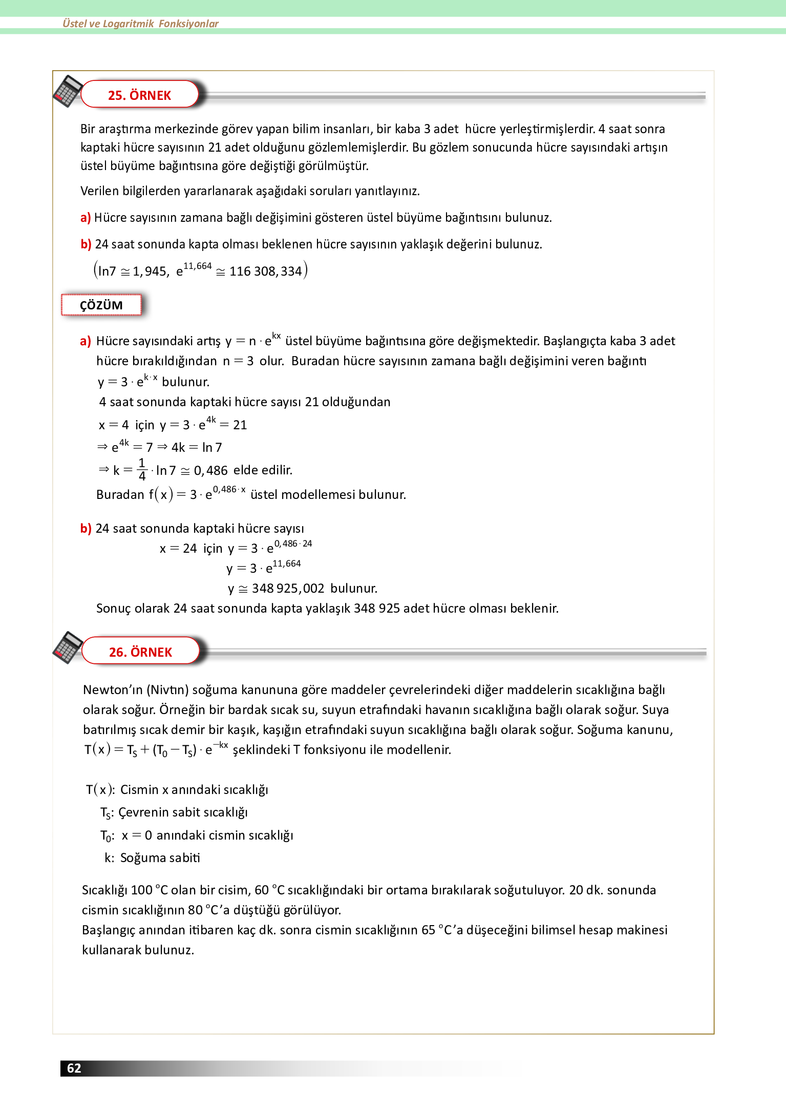 12. Sınıf Meb Yayınları Fen Lisesi Matematik Ders Kitabı Sayfa 62 Cevapları