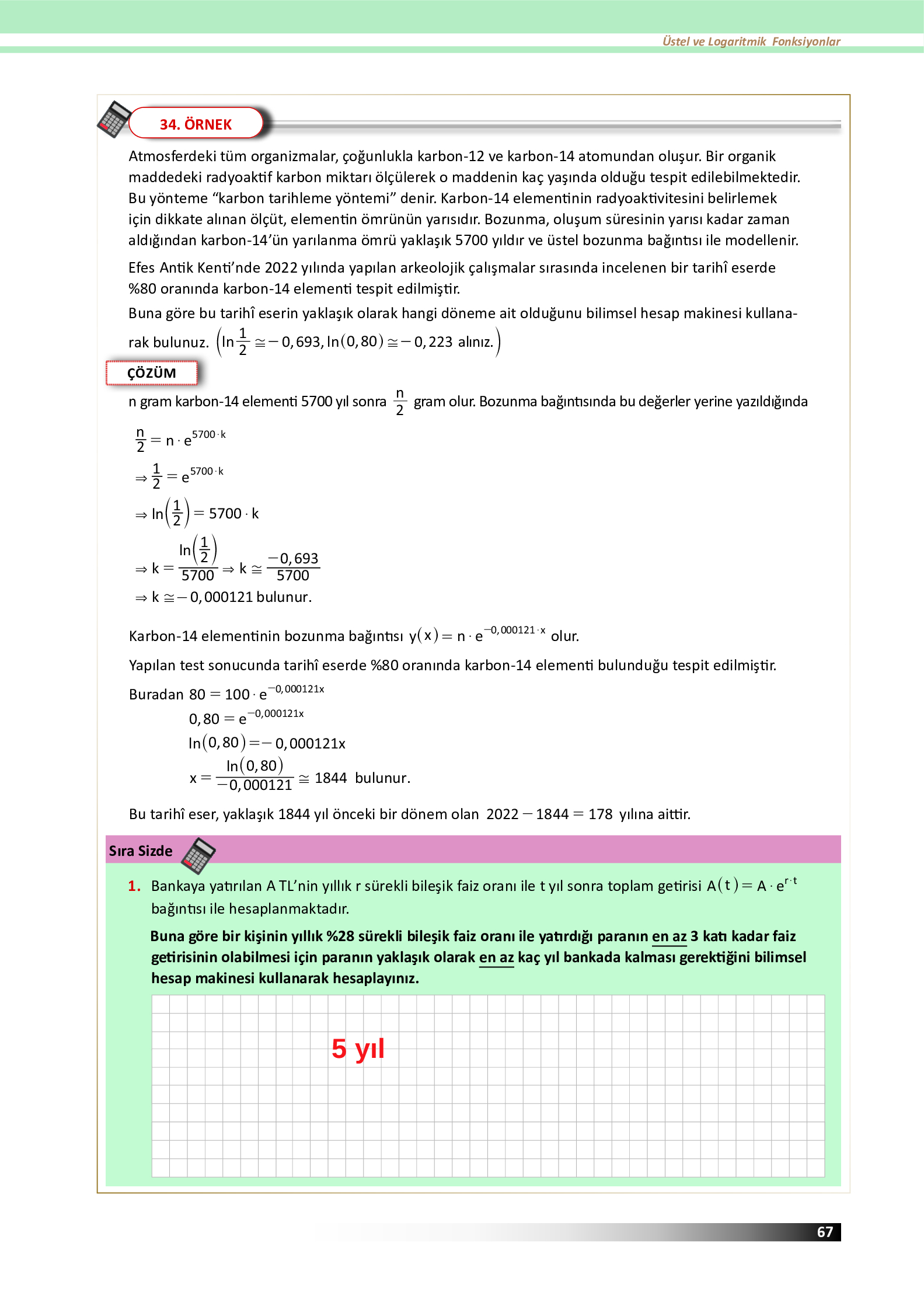 12. Sınıf Meb Yayınları Fen Lisesi Matematik Ders Kitabı Sayfa 67 Cevapları