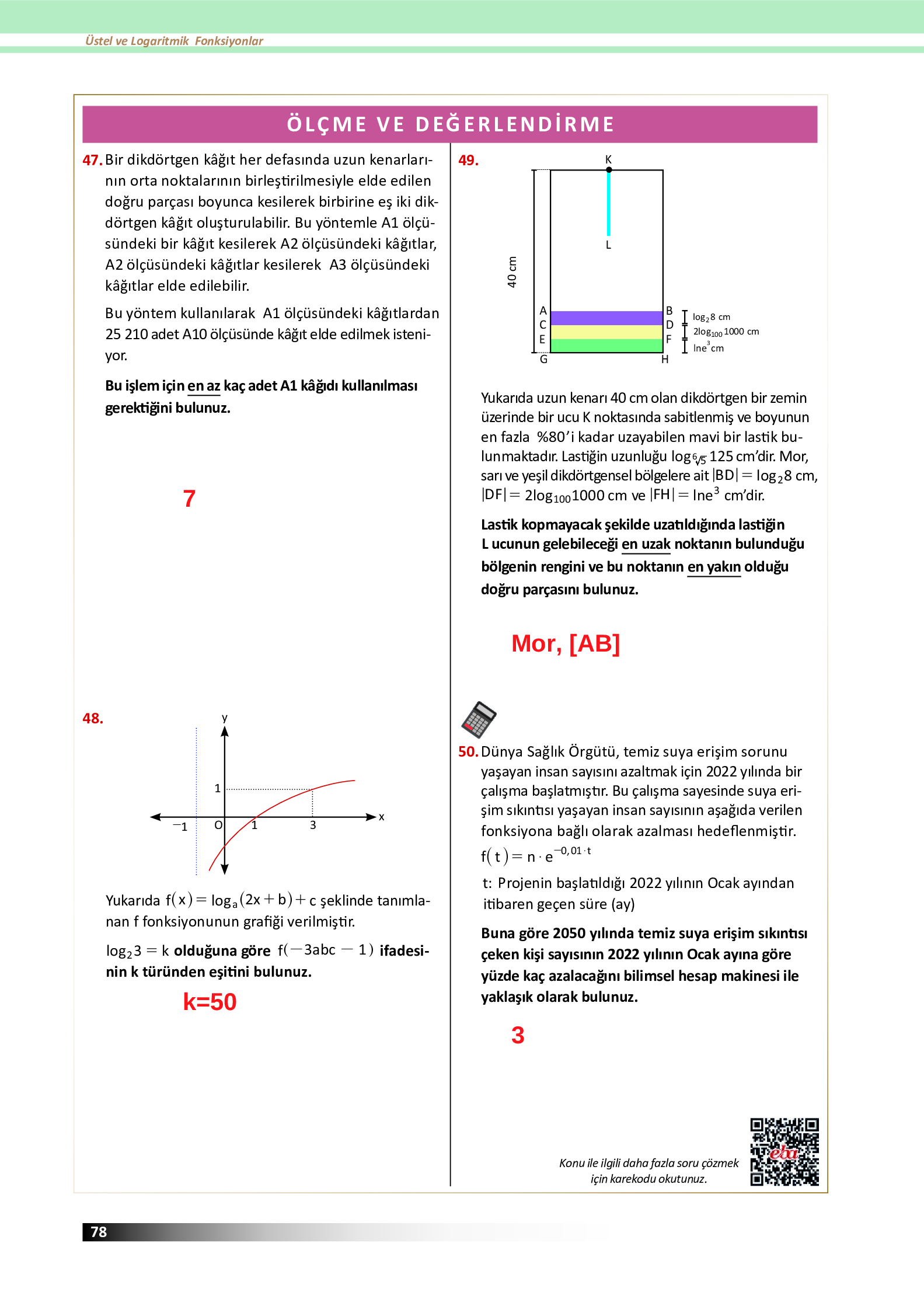 12. Sınıf Meb Yayınları Fen Lisesi Matematik Ders Kitabı Sayfa 78 Cevapları