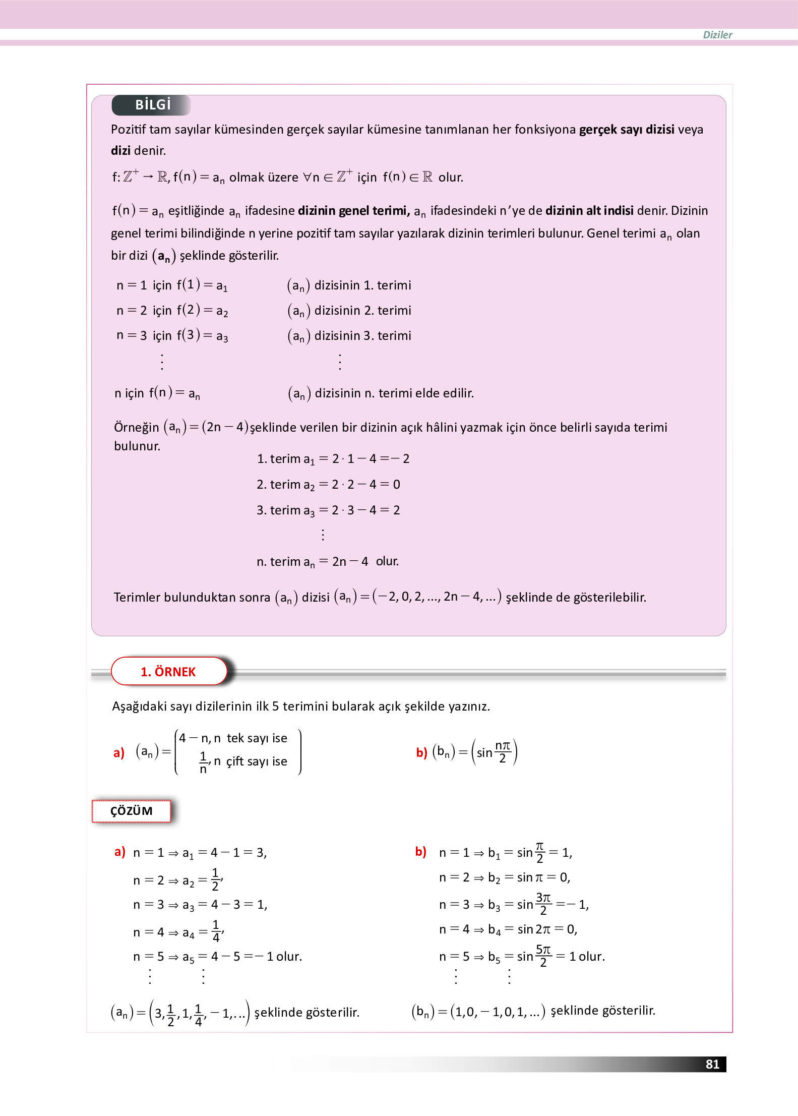 12. Sınıf Meb Yayınları Fen Lisesi Matematik Ders Kitabı Sayfa 81 Cevapları