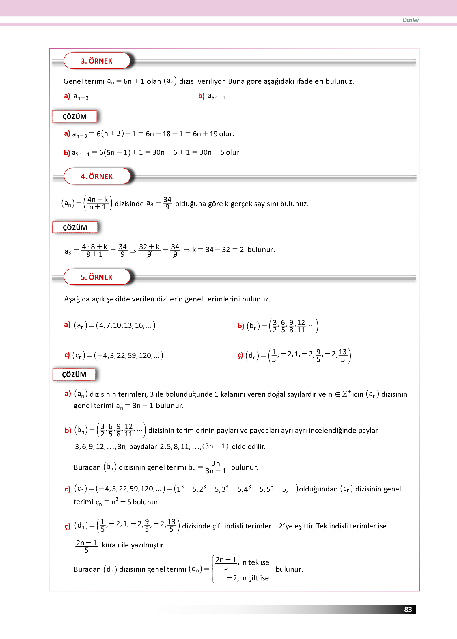 12. Sınıf Meb Yayınları Fen Lisesi Matematik Ders Kitabı Sayfa 83 Cevapları