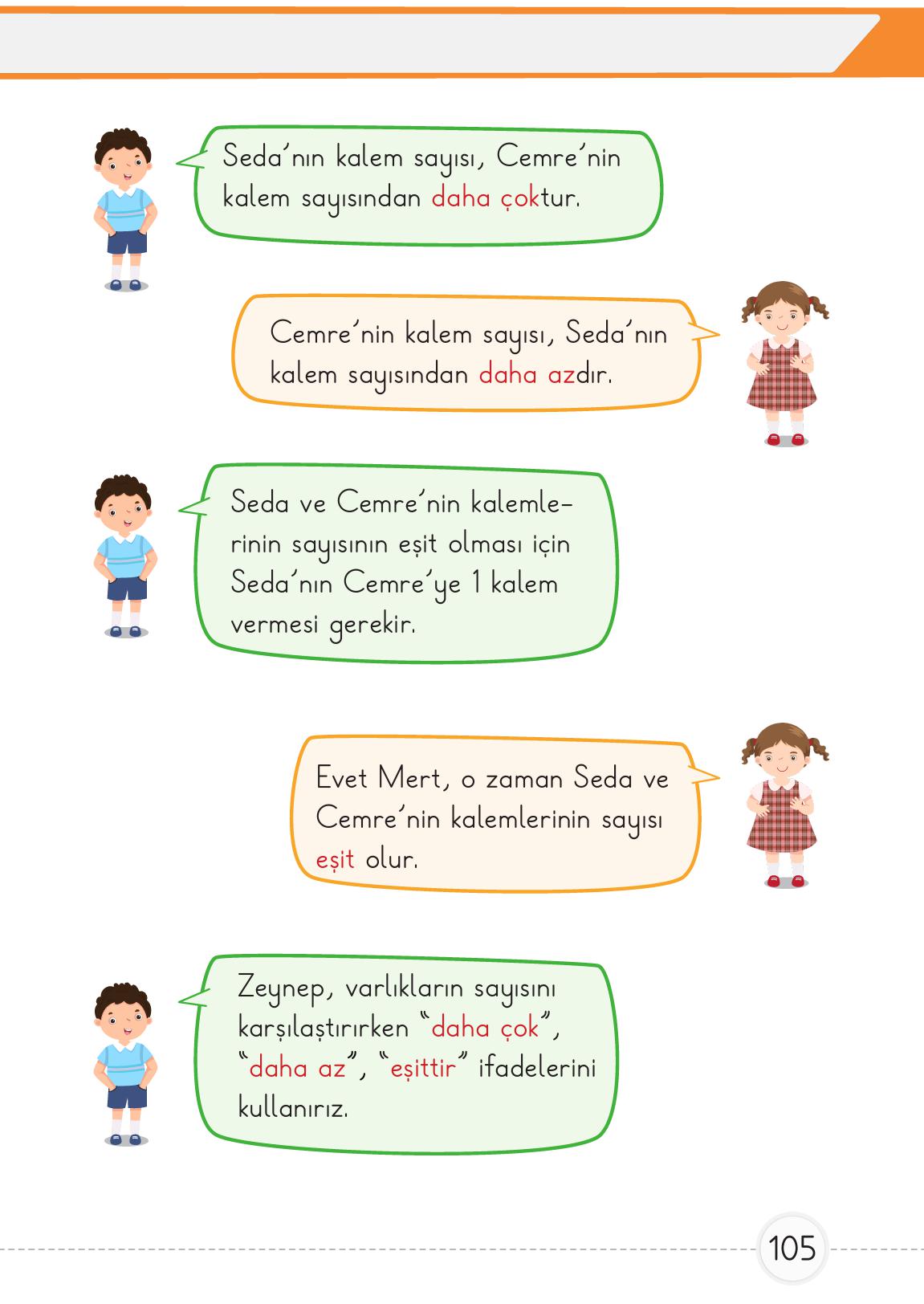 1. Sınıf Meb Yayınları Matematik Ders Kitabı 1. Kitap Sayfa 105 Cevapları