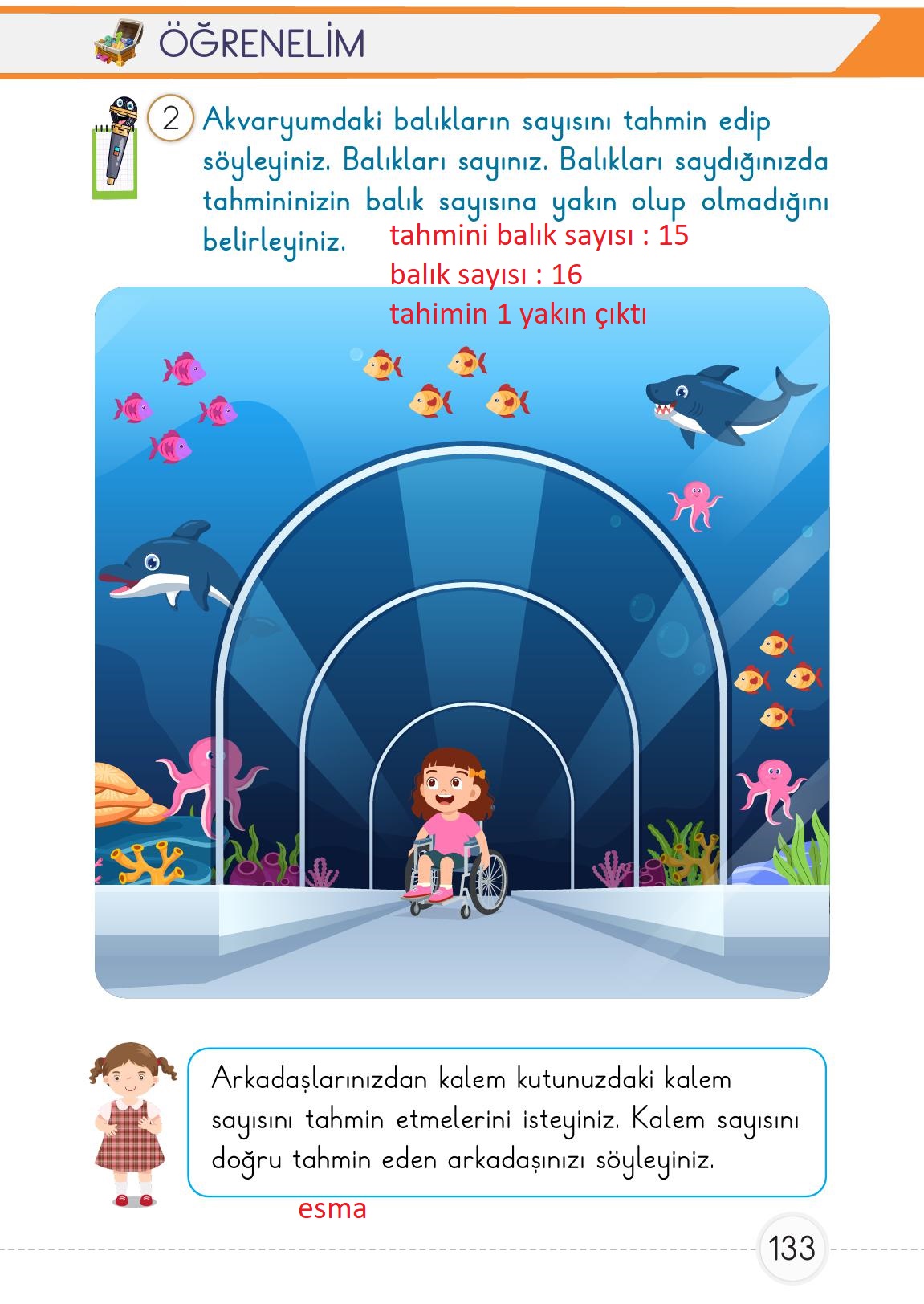 1. Sınıf Meb Yayınları Matematik Ders Kitabı 1. Kitap Sayfa 133 Cevapları