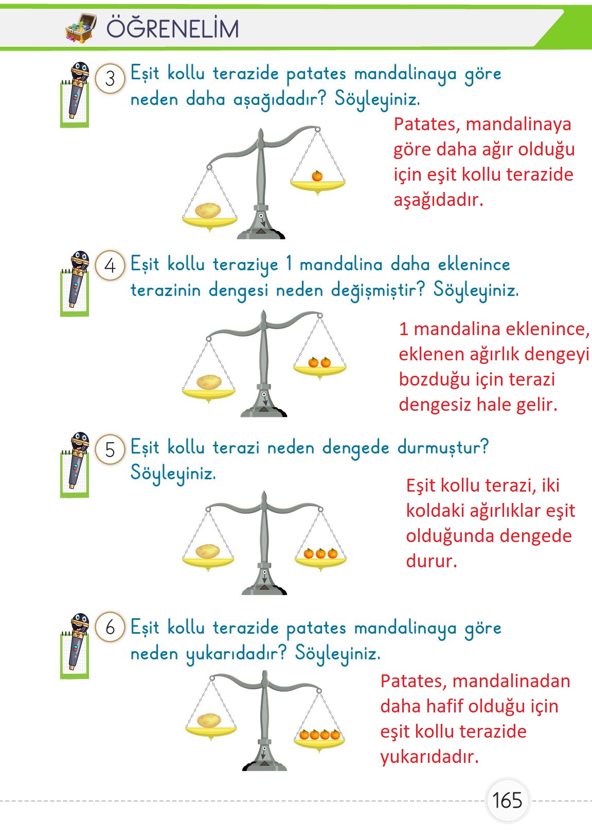 1. Sınıf Meb Yayınları Matematik Ders Kitabı 1. Kitap Sayfa 165 Cevapları