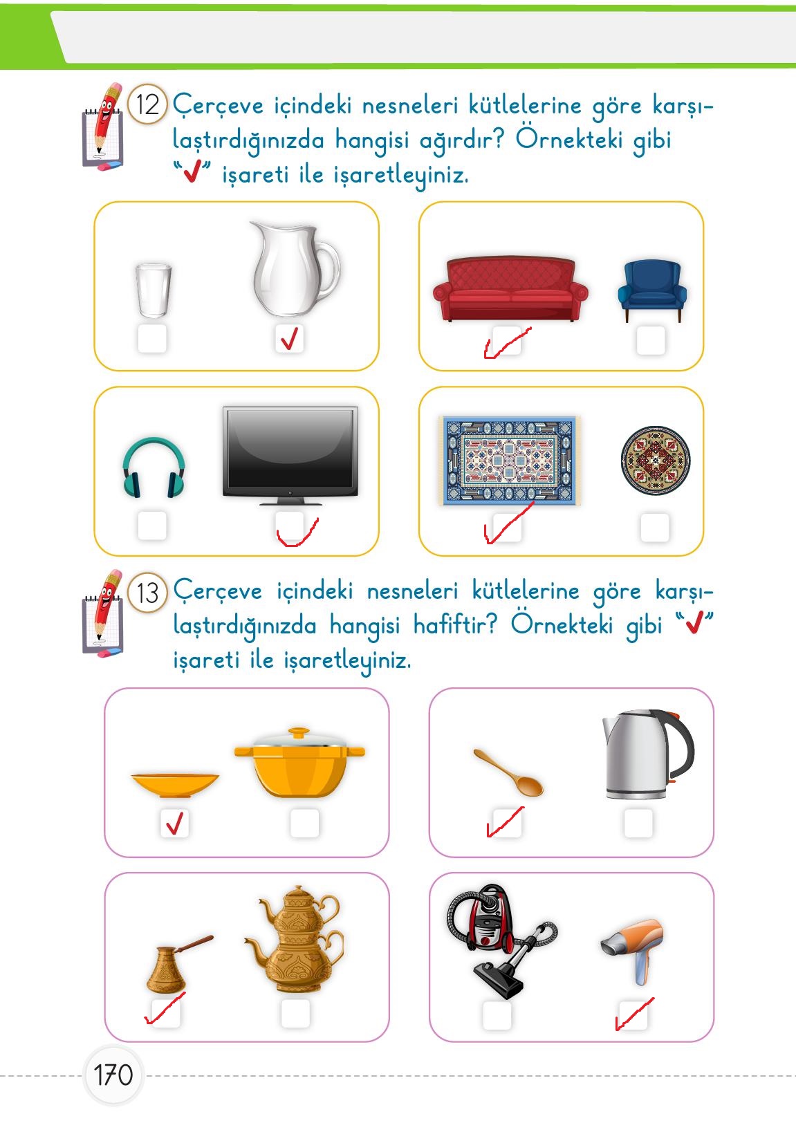 1. Sınıf Meb Yayınları Matematik Ders Kitabı 1. Kitap Sayfa 170 Cevapları