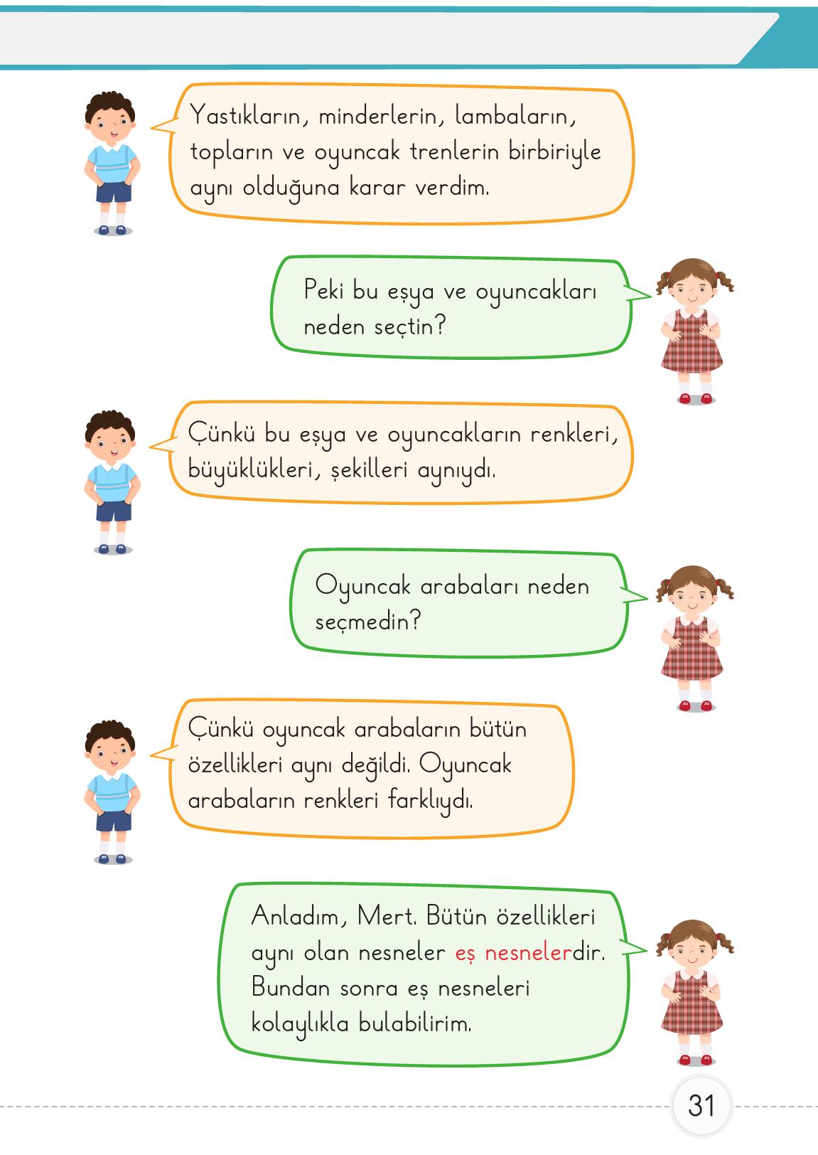 1. Sınıf Meb Yayınları Matematik Ders Kitabı 1. Kitap Sayfa 31 Cevapları